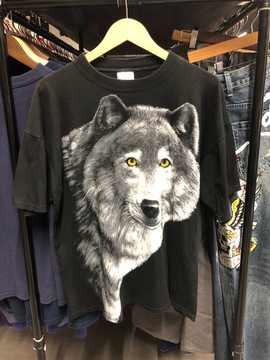 Vintage Wolf Black Tee