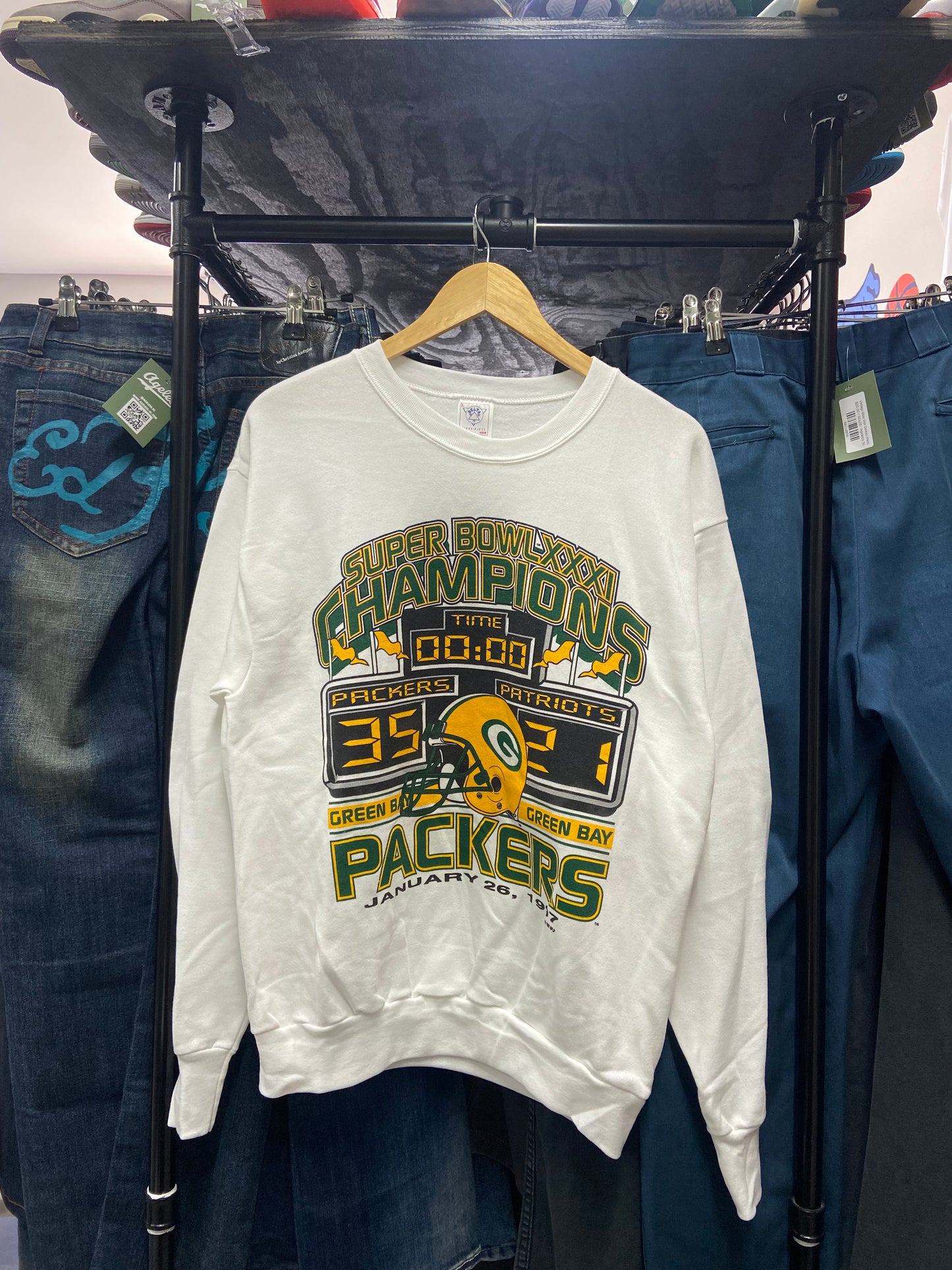 1997 Green Bay Packers Scoreboard Superbowl Champions Pullover Sweatshirt