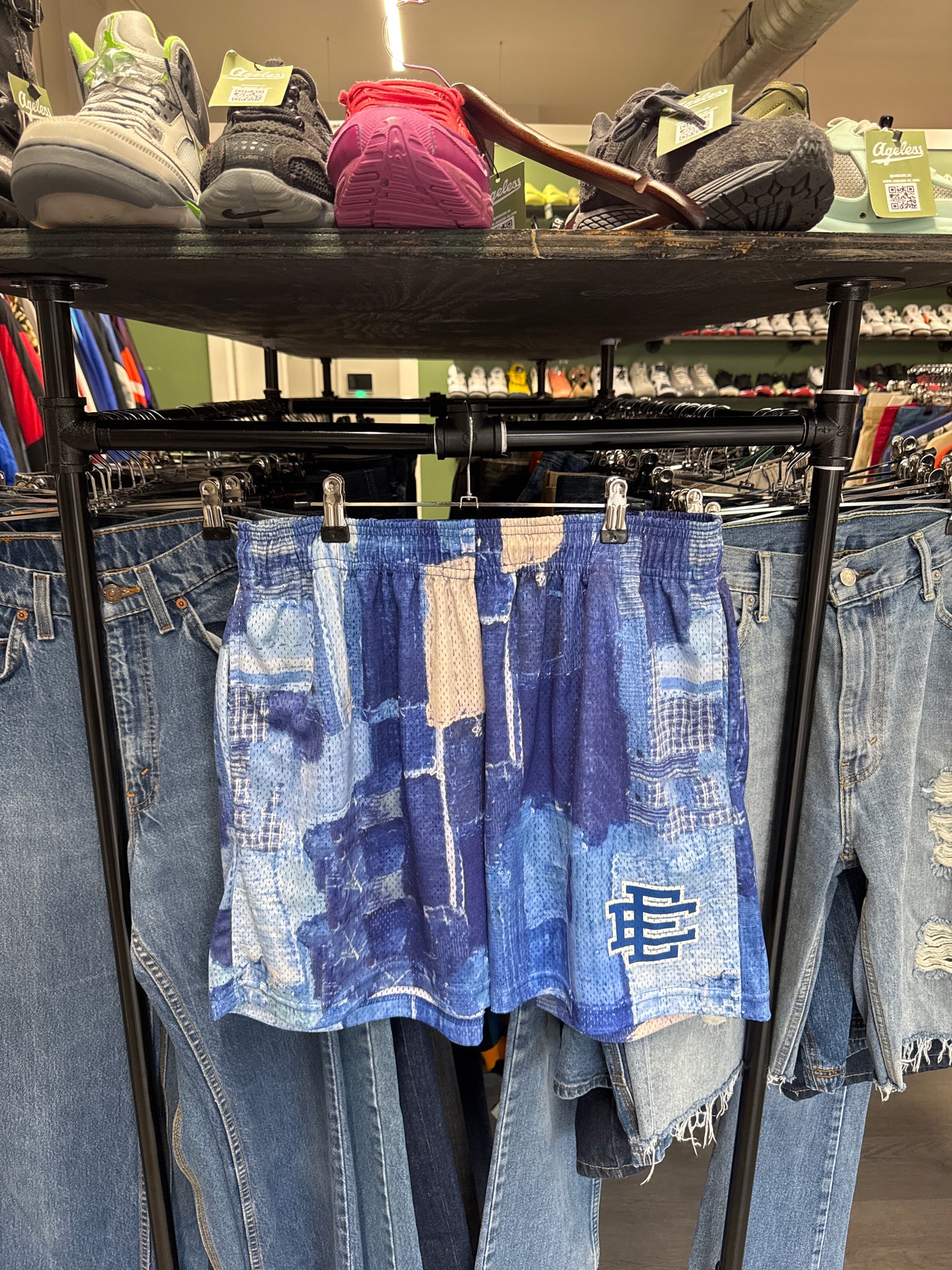 Eric Emanuel EE Basic Shorts Blue Boro Patchwork