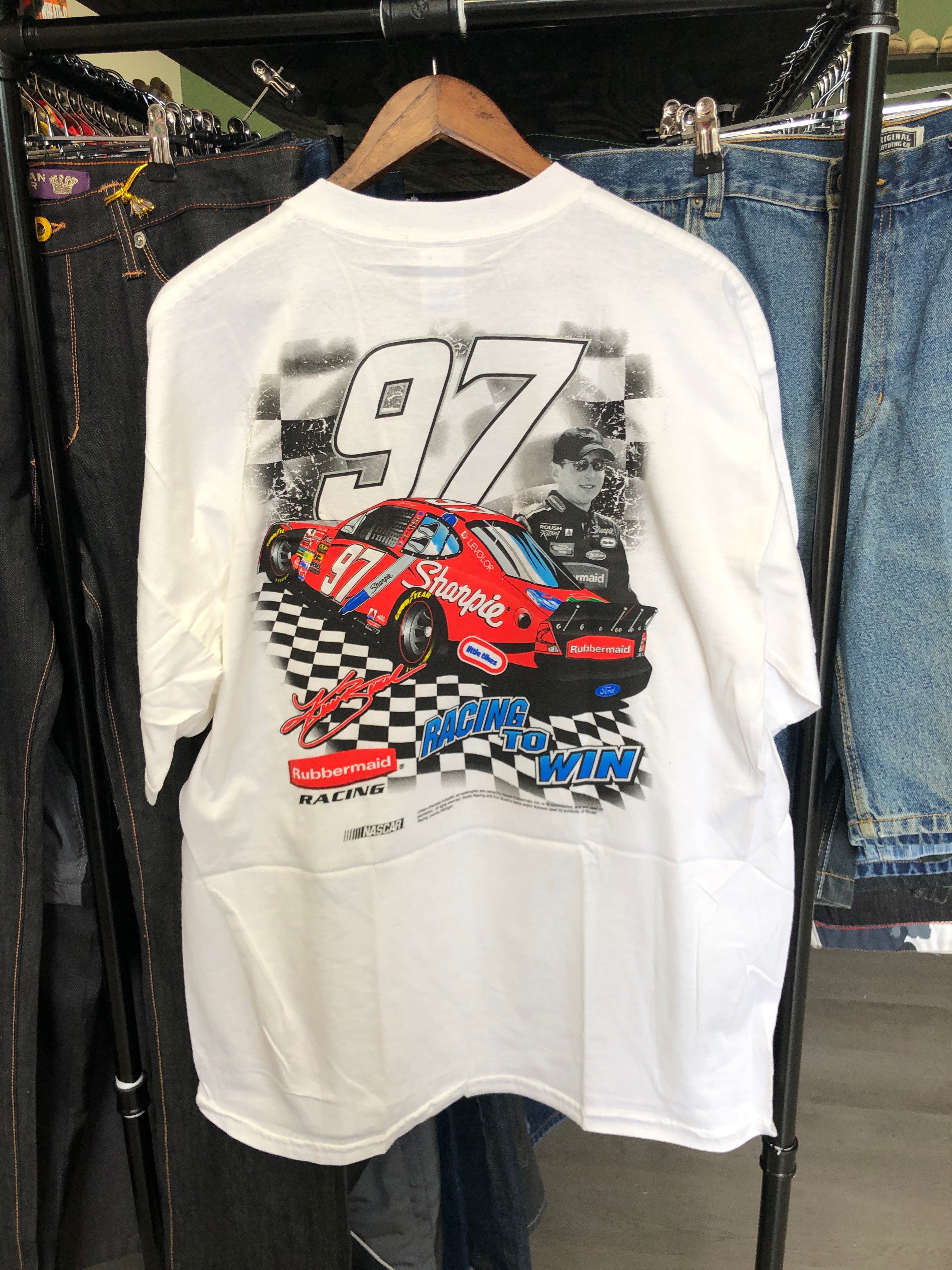 Vintage Kurt Busch 97 Rubbermaid Driving With Pride Nascar Tee