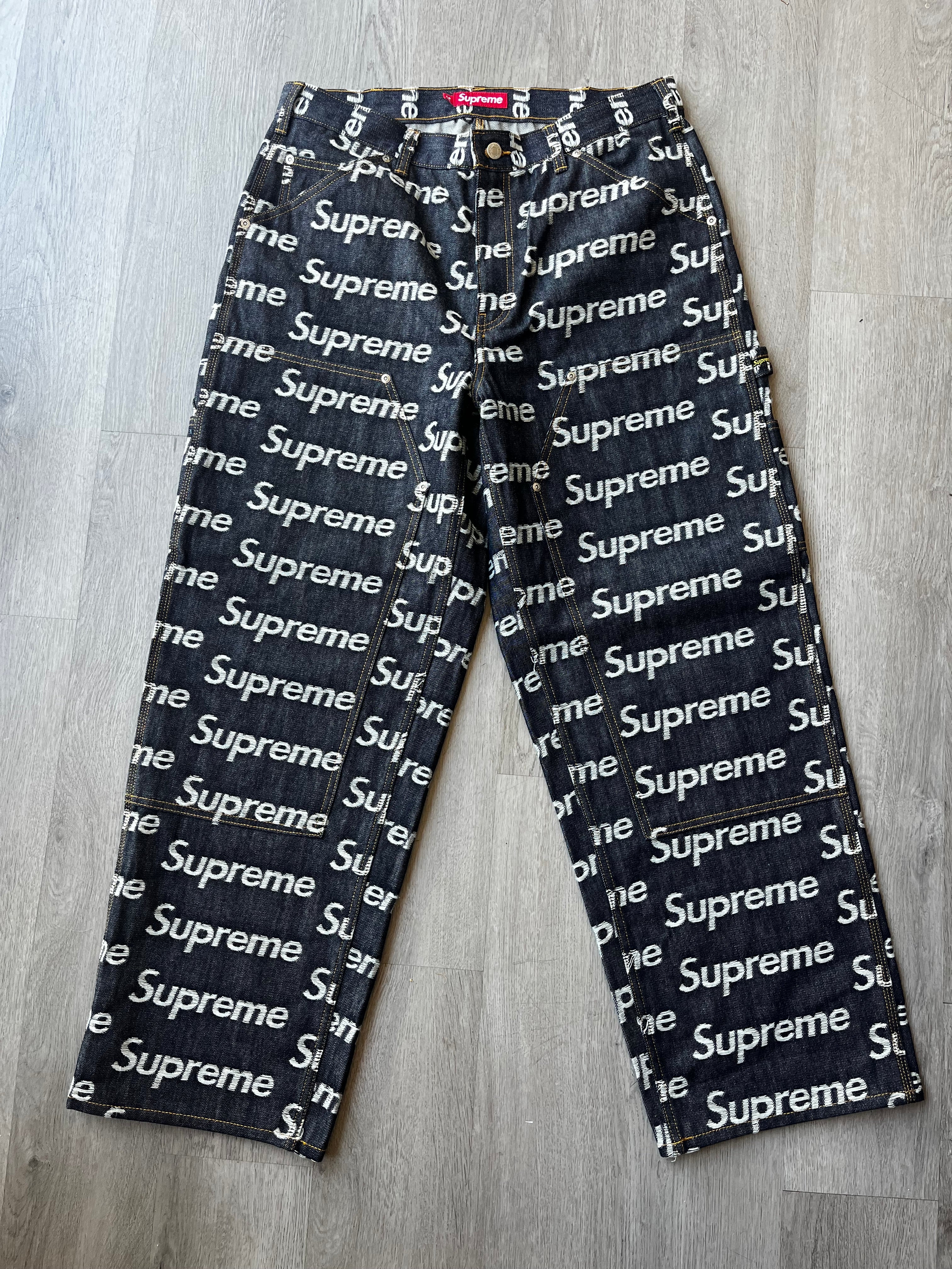 Supreme Jacquard Logos Double Knee Denim Painter Jeans