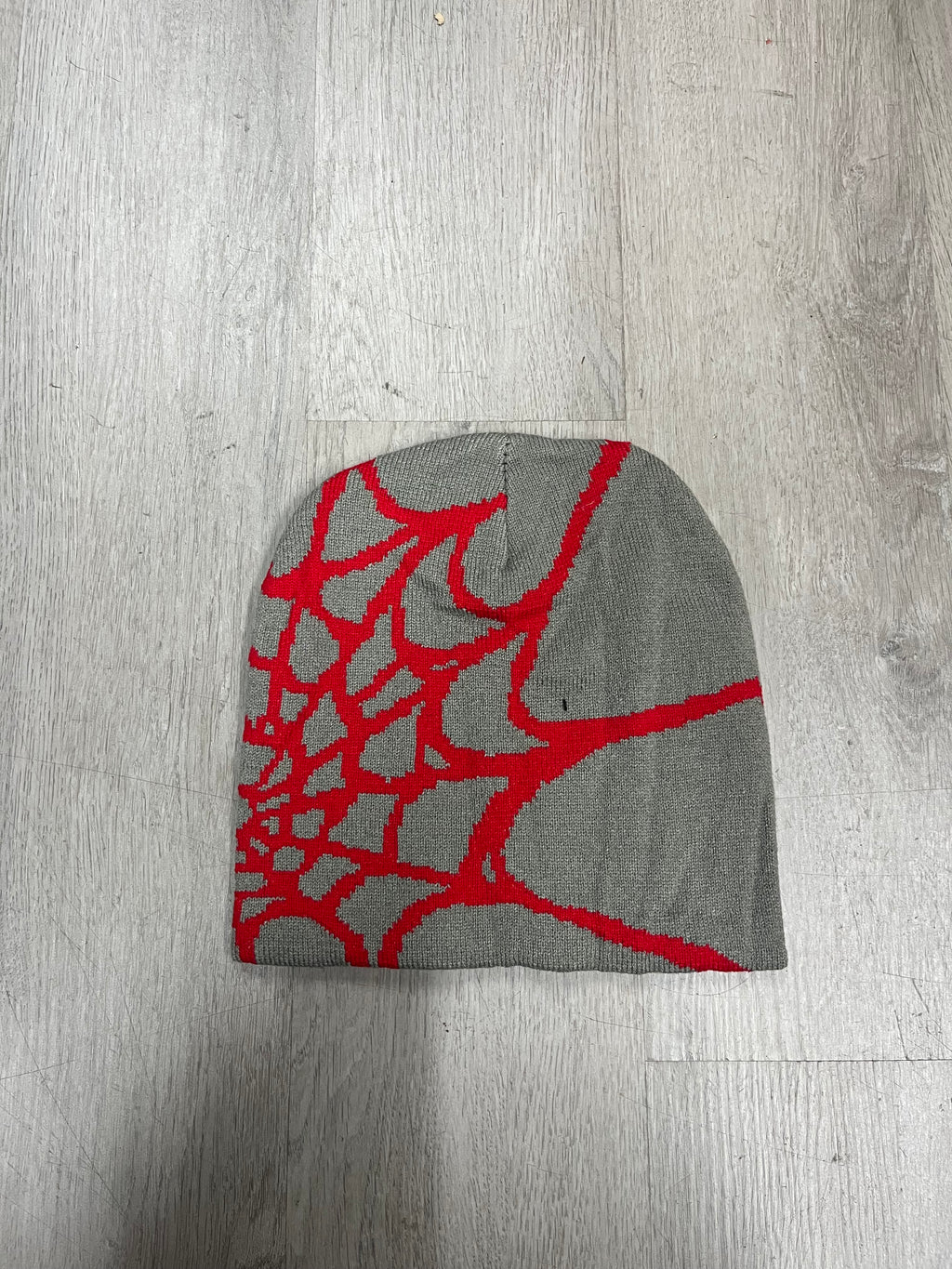 Grey w/ Red #2 Y2K Style Spider Web Beanie