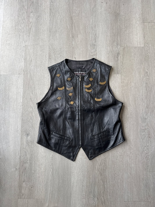 Vintage Wilson The Leather Experts Ladies Of Harley Davidson Patch Leather Vest