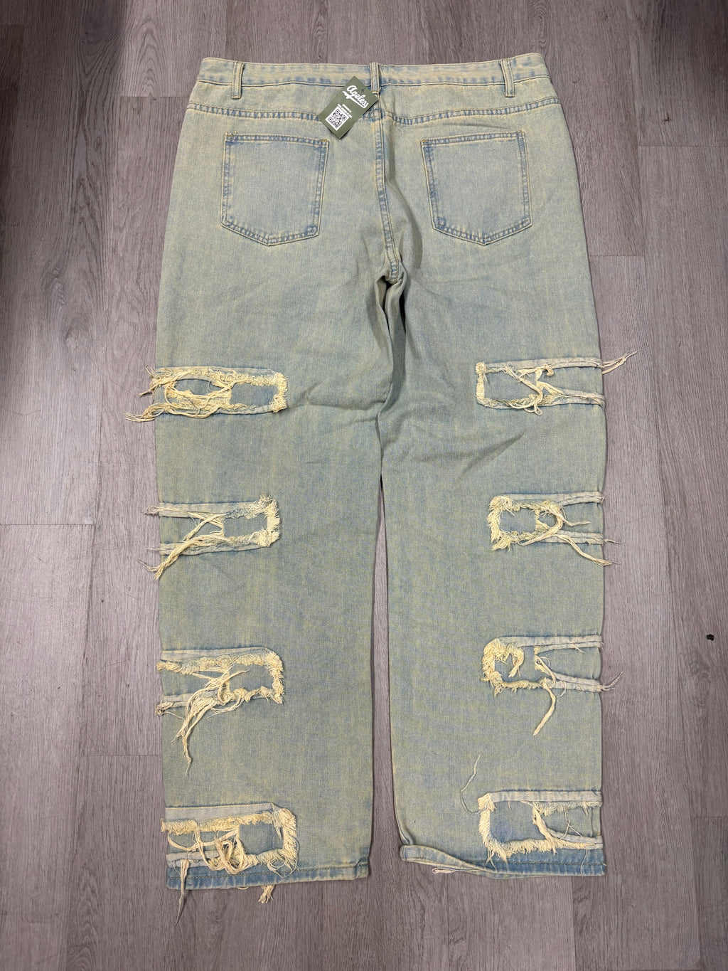 Y2K Wide Leg Distressed Light Blue Denim Jeans