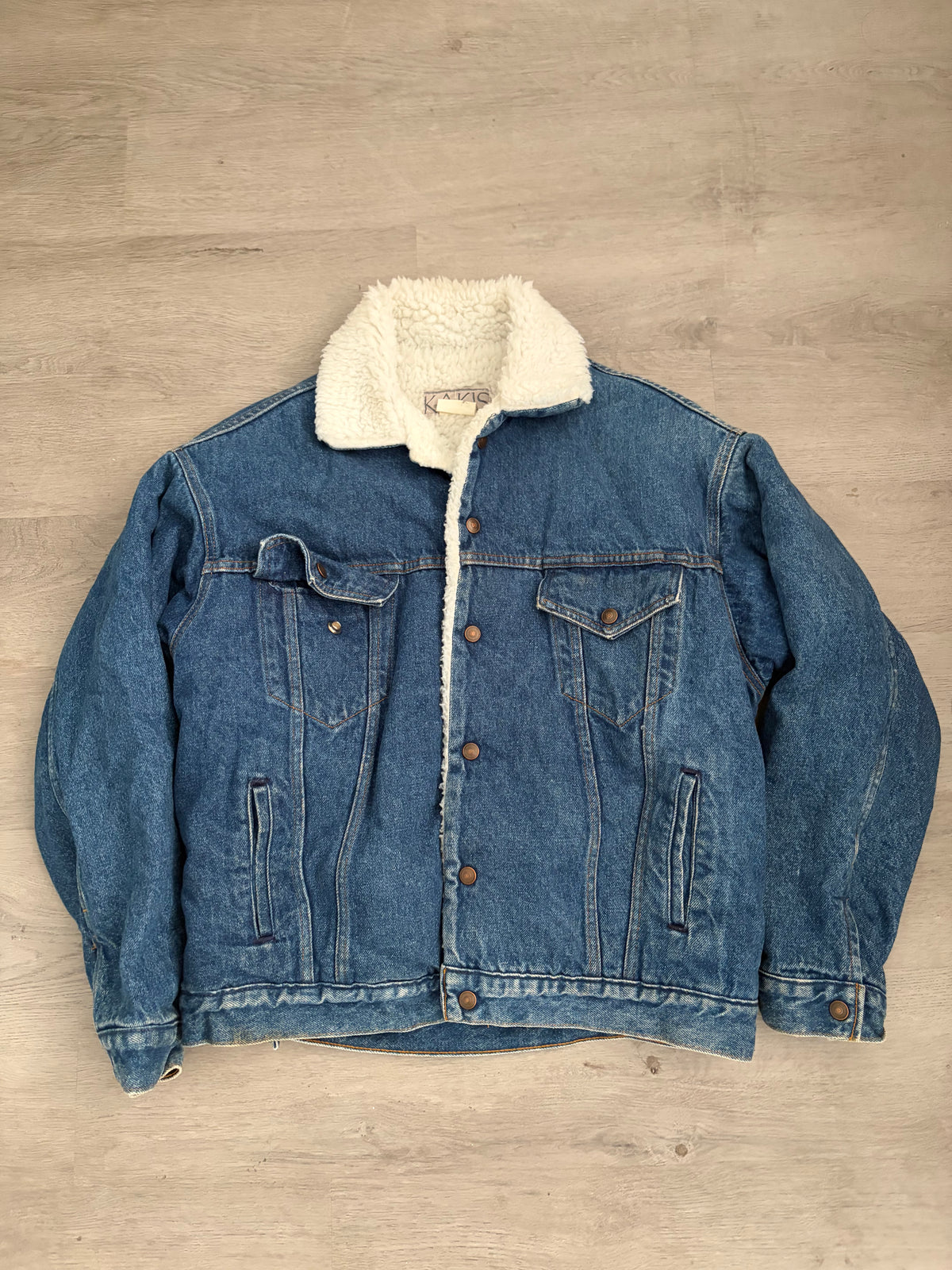 Vintage KAVIS Sherpa Lined Denim Trucker Jacket