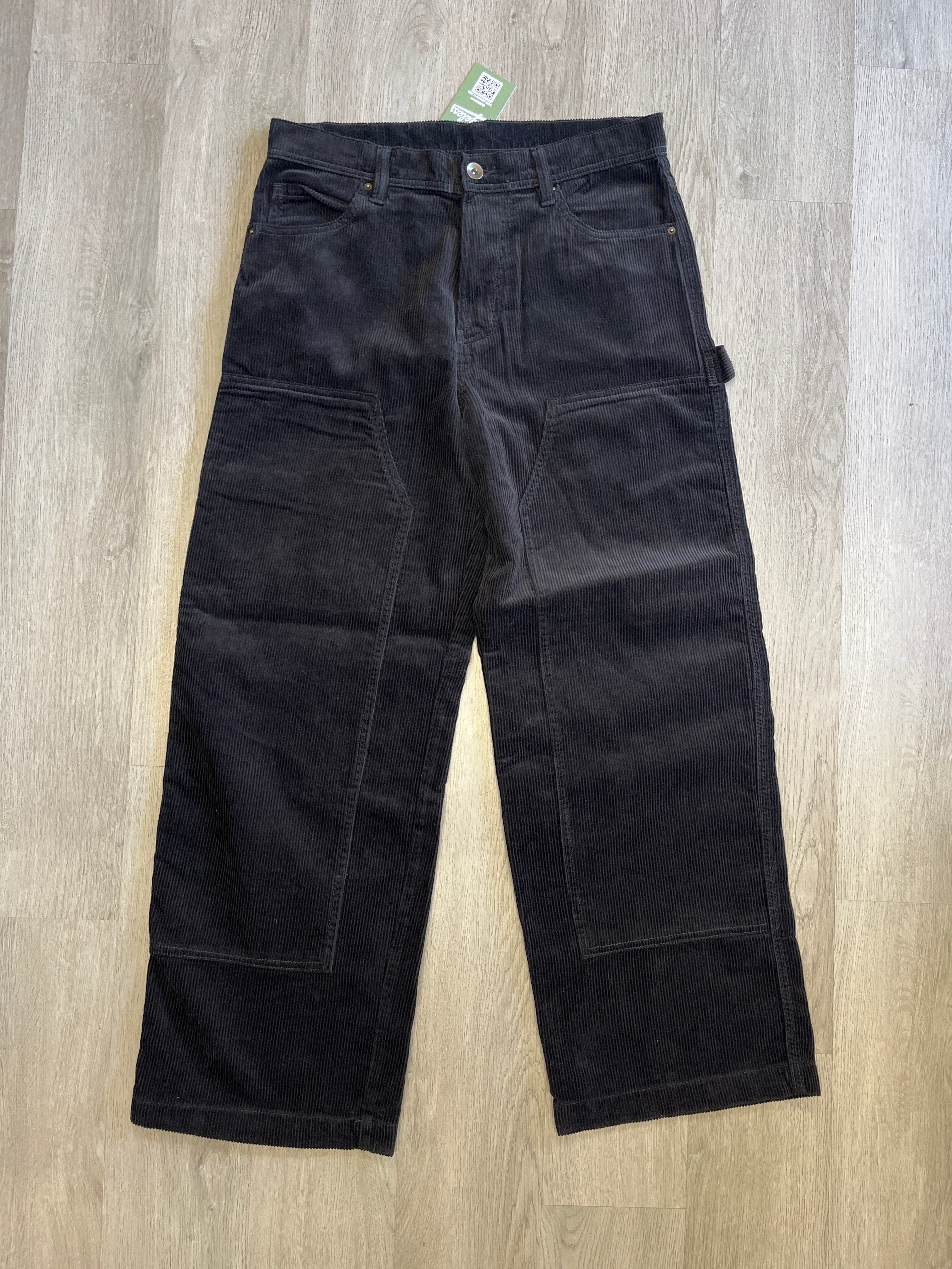 Black Corduroy Double Knee Pants