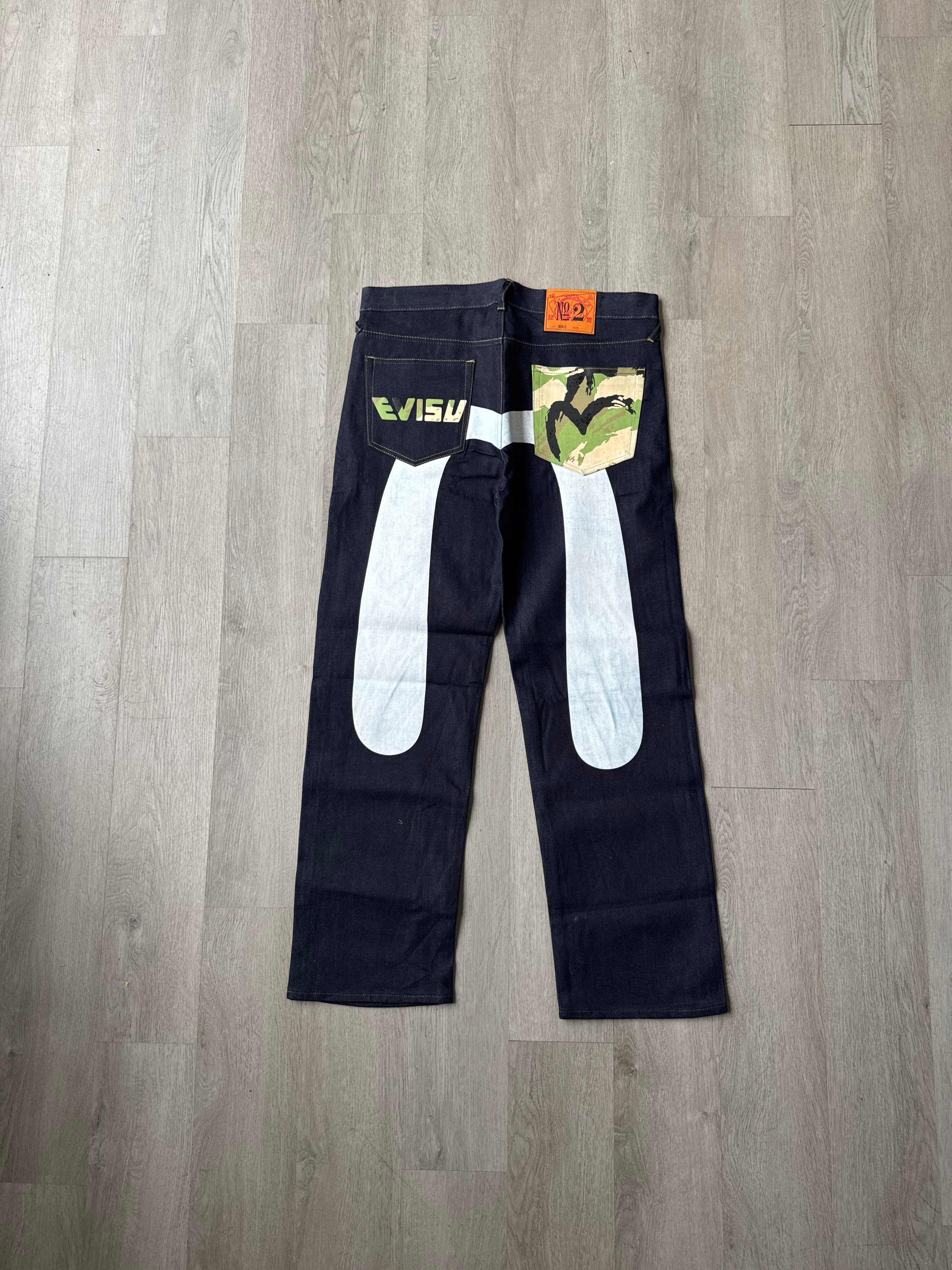 Evisu Japanese White Camo Art Denim Jeans