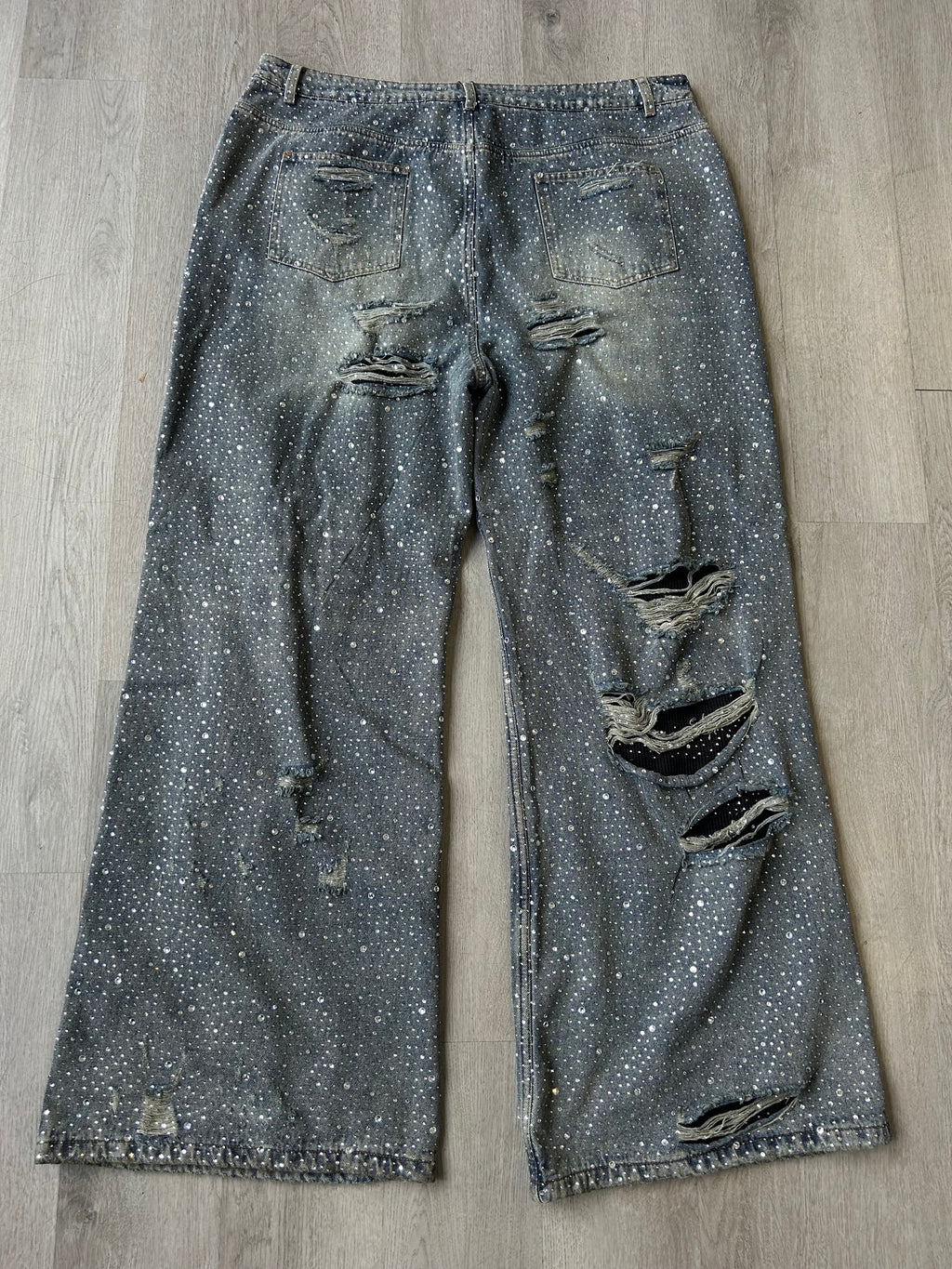 Vale Forever Distressed Crystal Rain Denim Jeans