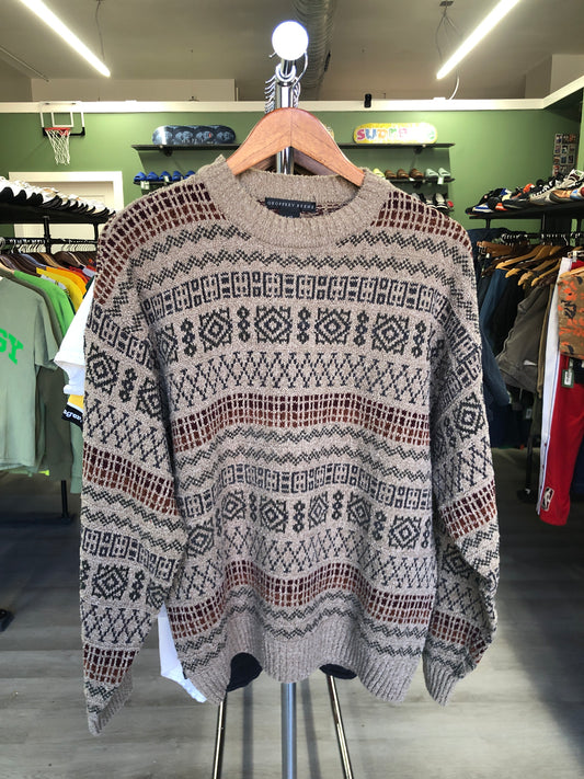 Geoffrey Beene Tan Patterned Sweater