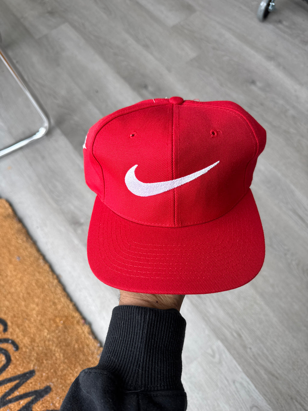 Vintage 90s Nike Logo Red Elastic Fitted Hat