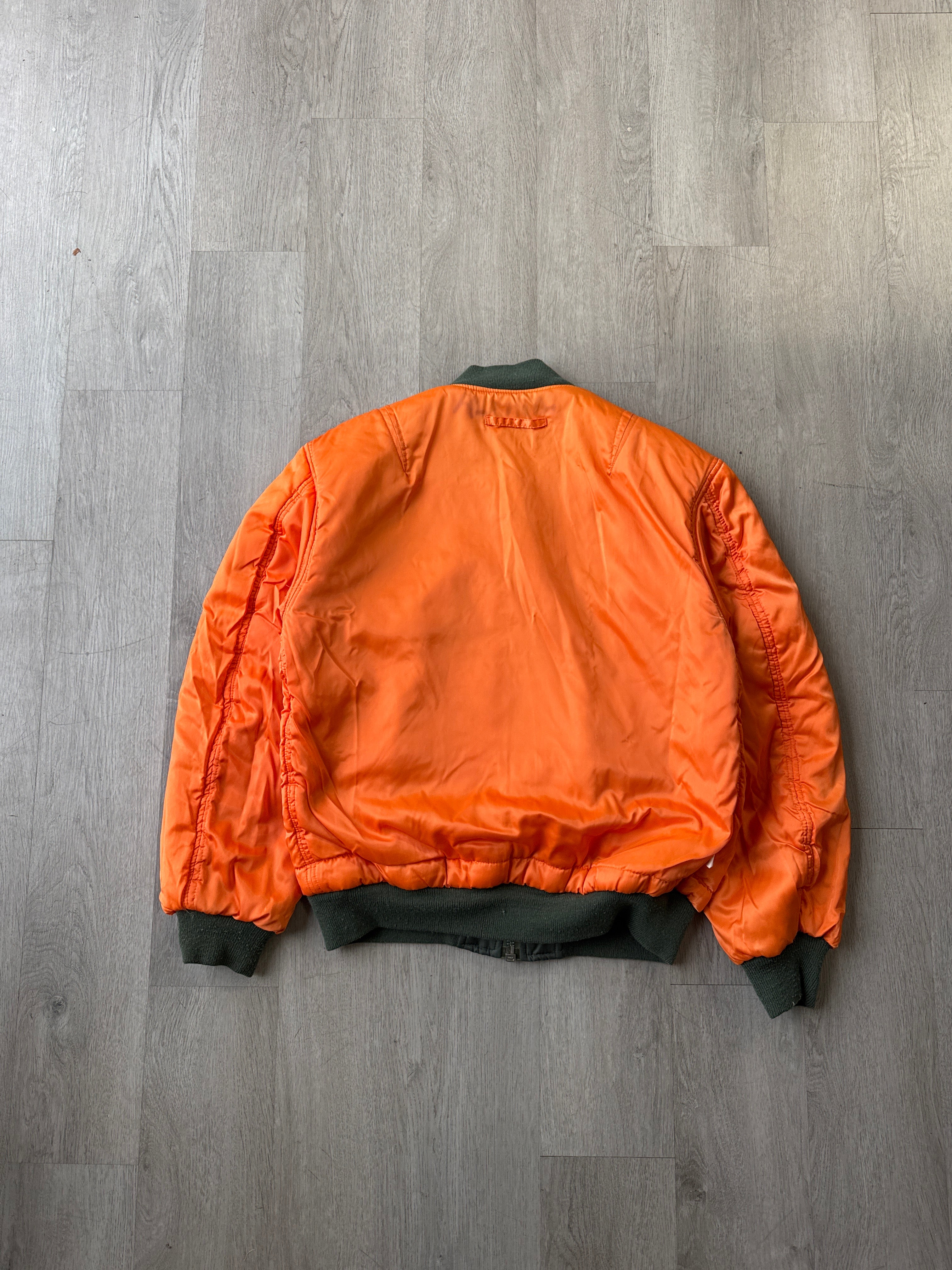 Vintage Military Flight Olive Green Reversible Bomber Jacket