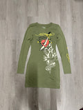 Women’s Ed Hardy Green Dagger Heart Long Sleeve Mini Dress