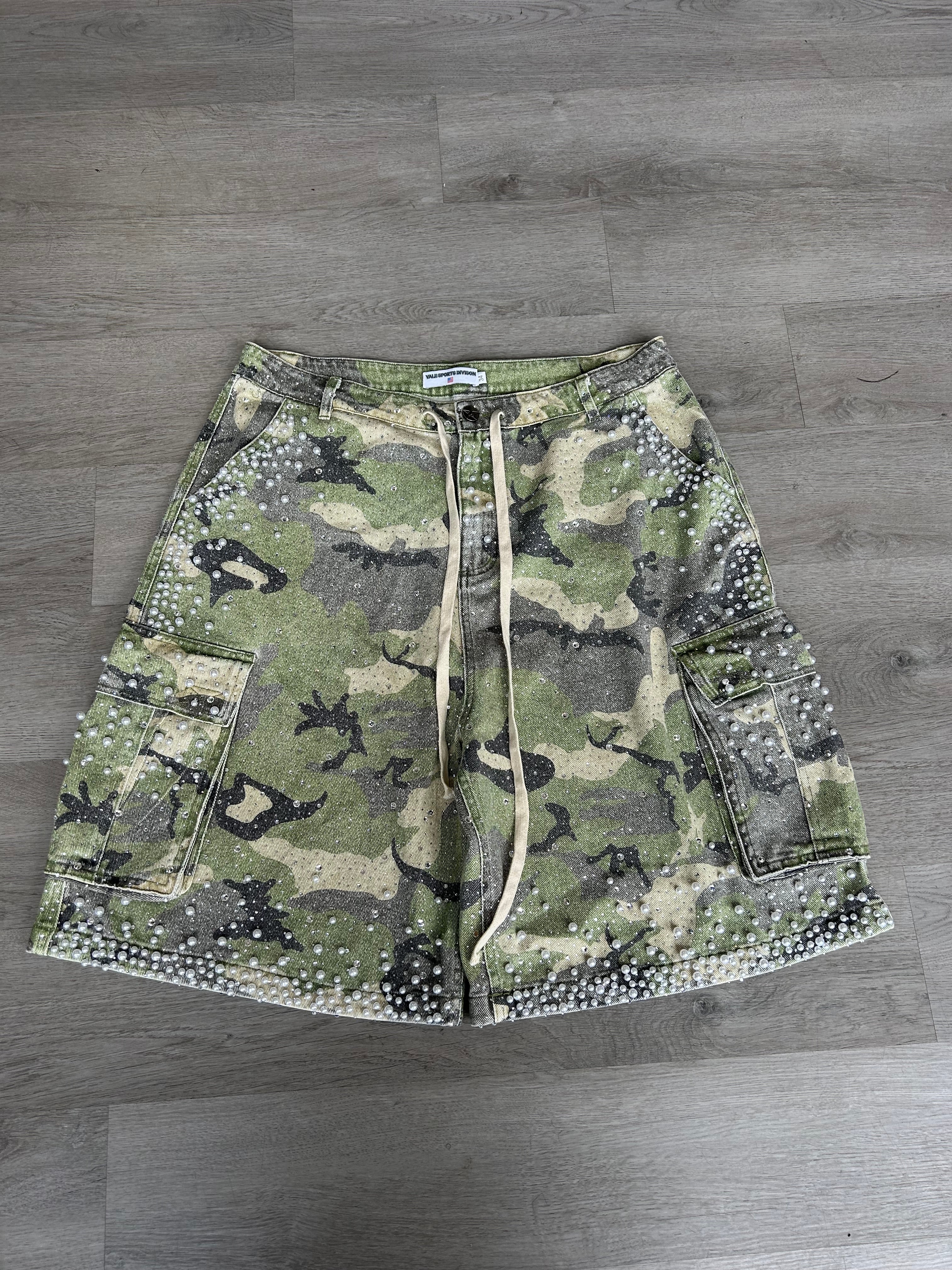 Vale Forever Soulja Camo Bedazzled Jean Shorts Jorts