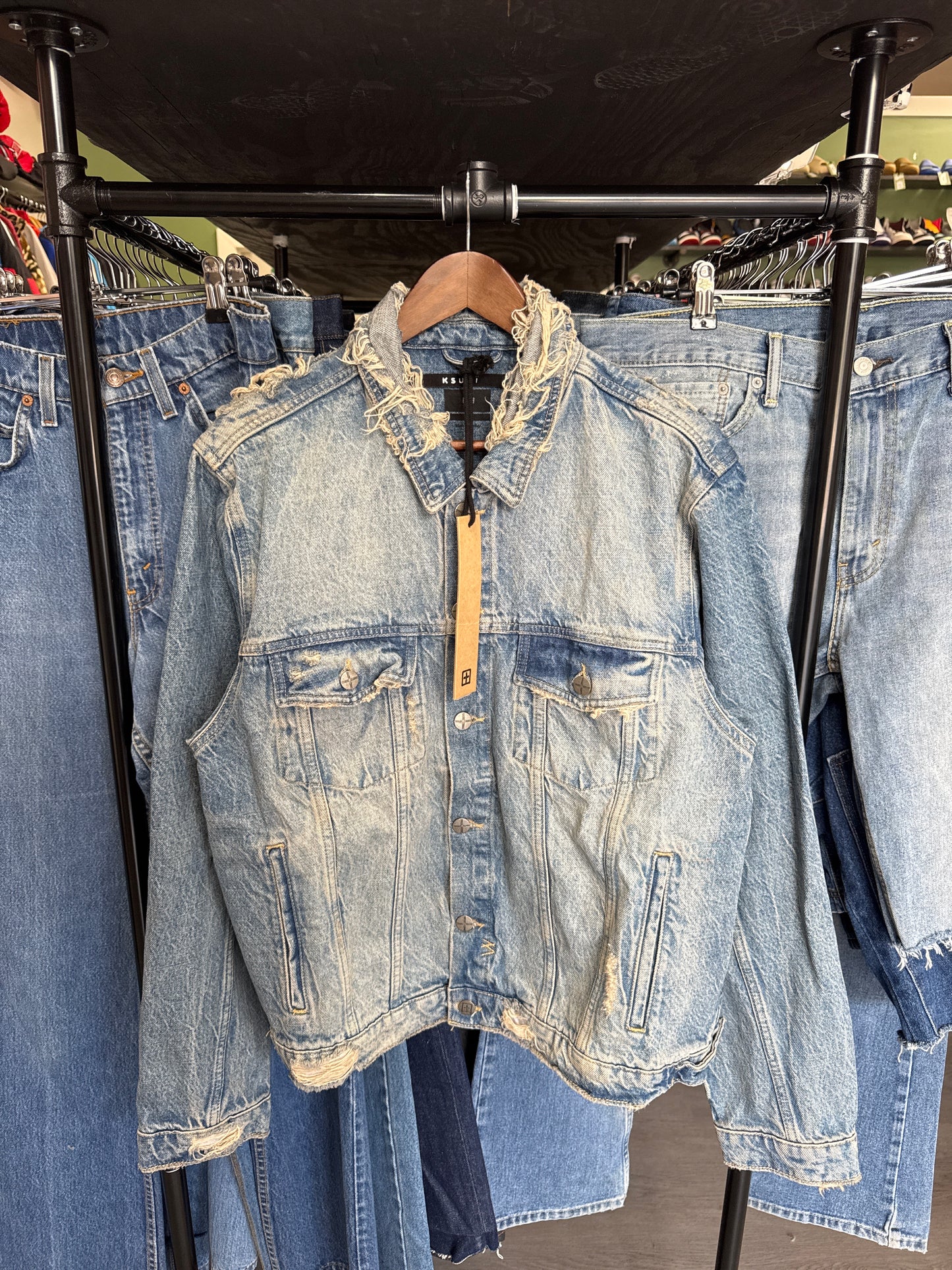 Ksubi Classic Heritage Repair Distressed Denim Jean Jacket