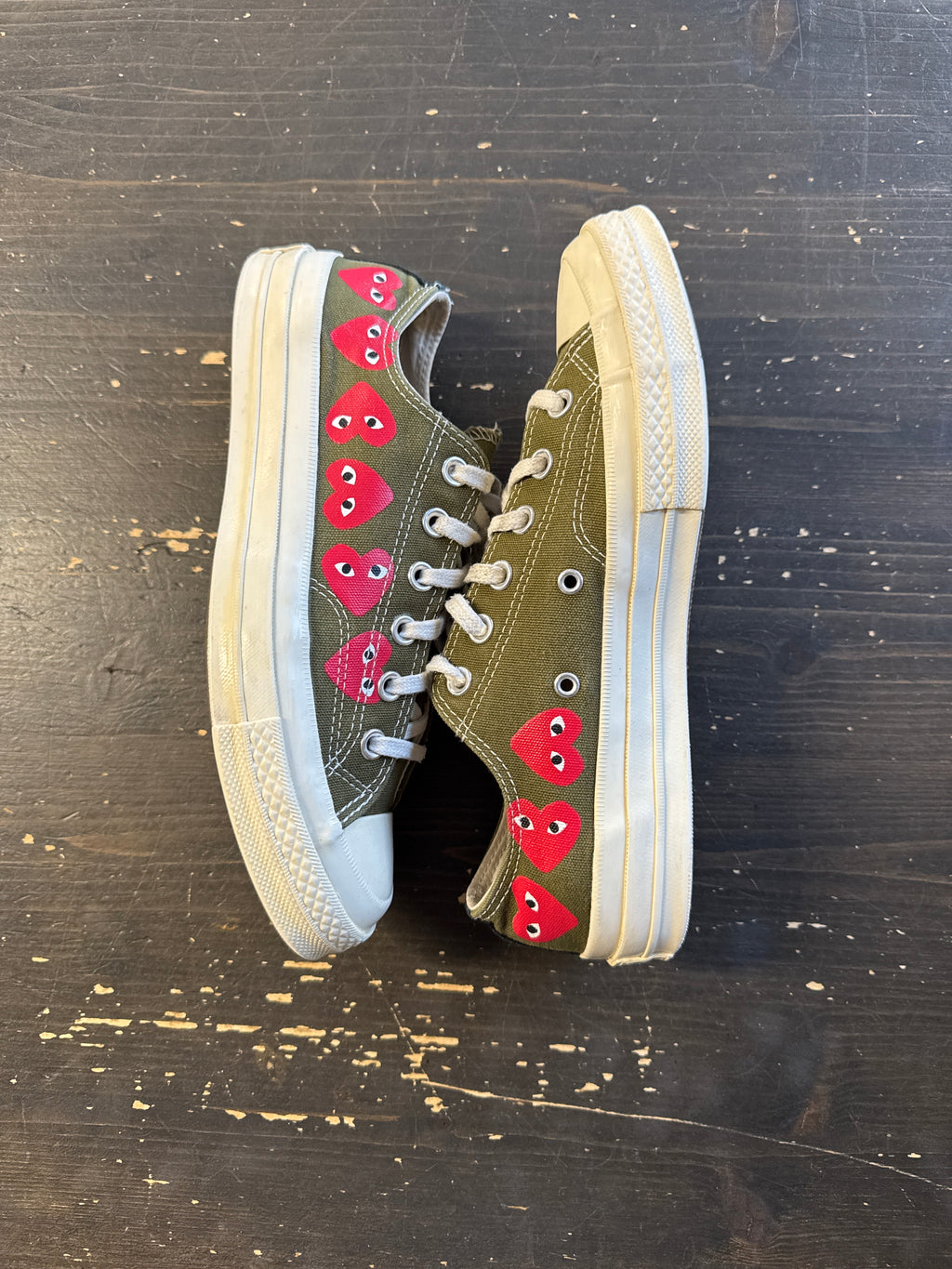 Pre-owned Converse Comme Des Garçon CDG Chuck Taylor All Star 70 Ox Multi Heart Green