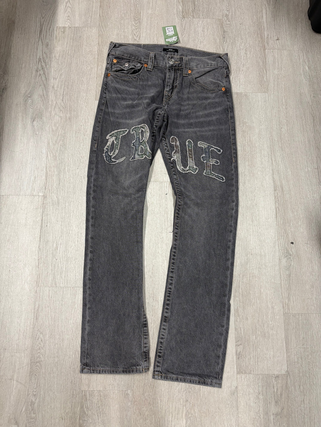 Y2K True Religion Black Denim Spellout Jeans
