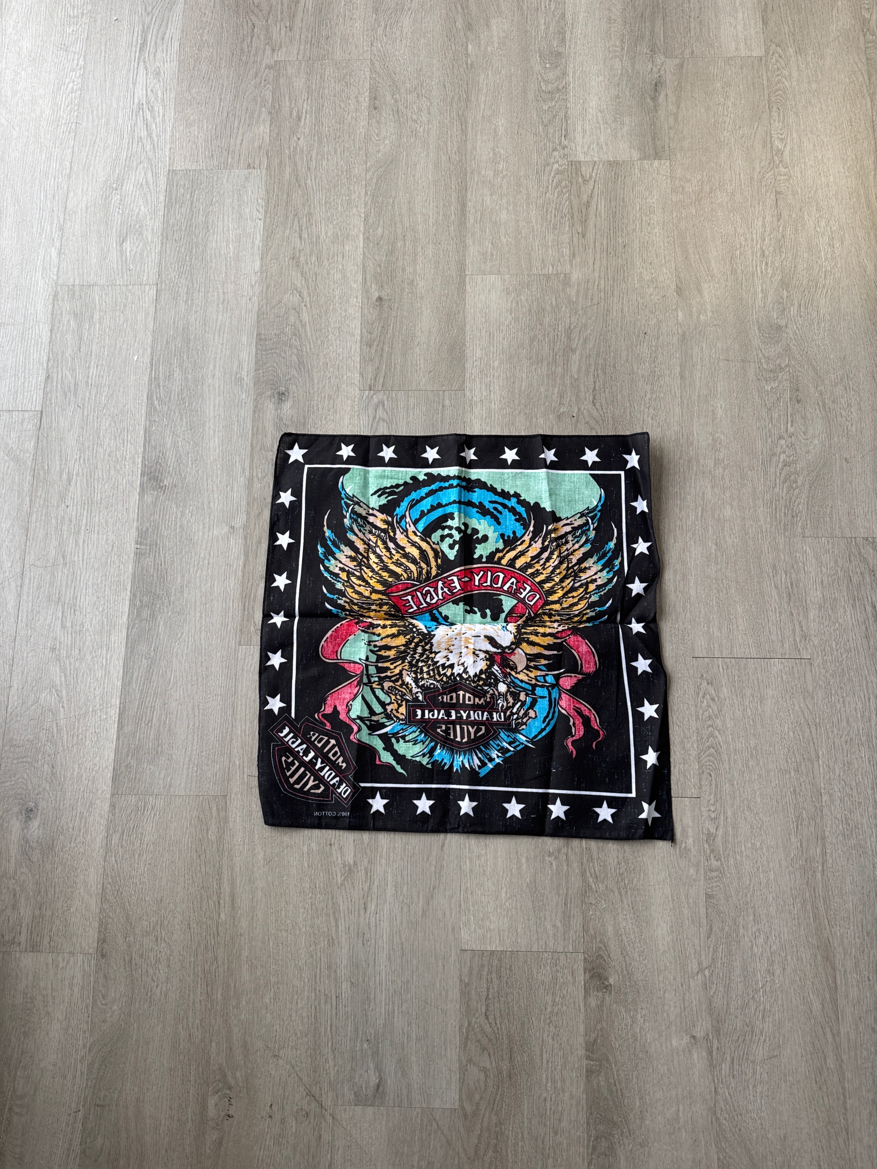 Vintage Harley Davidson Motor Deadly Eagle Cycles Bandana Scarf