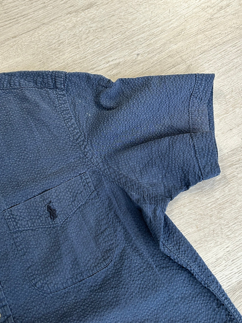 Ralph Lauren Navy Blue Linen Button Up Shirt