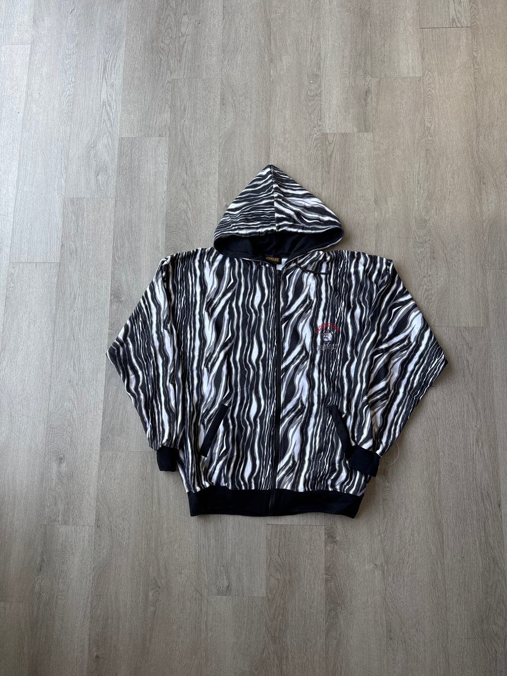 Vintage University Of Georgetown Hoyas Zebra Striped Hooded Zip Up