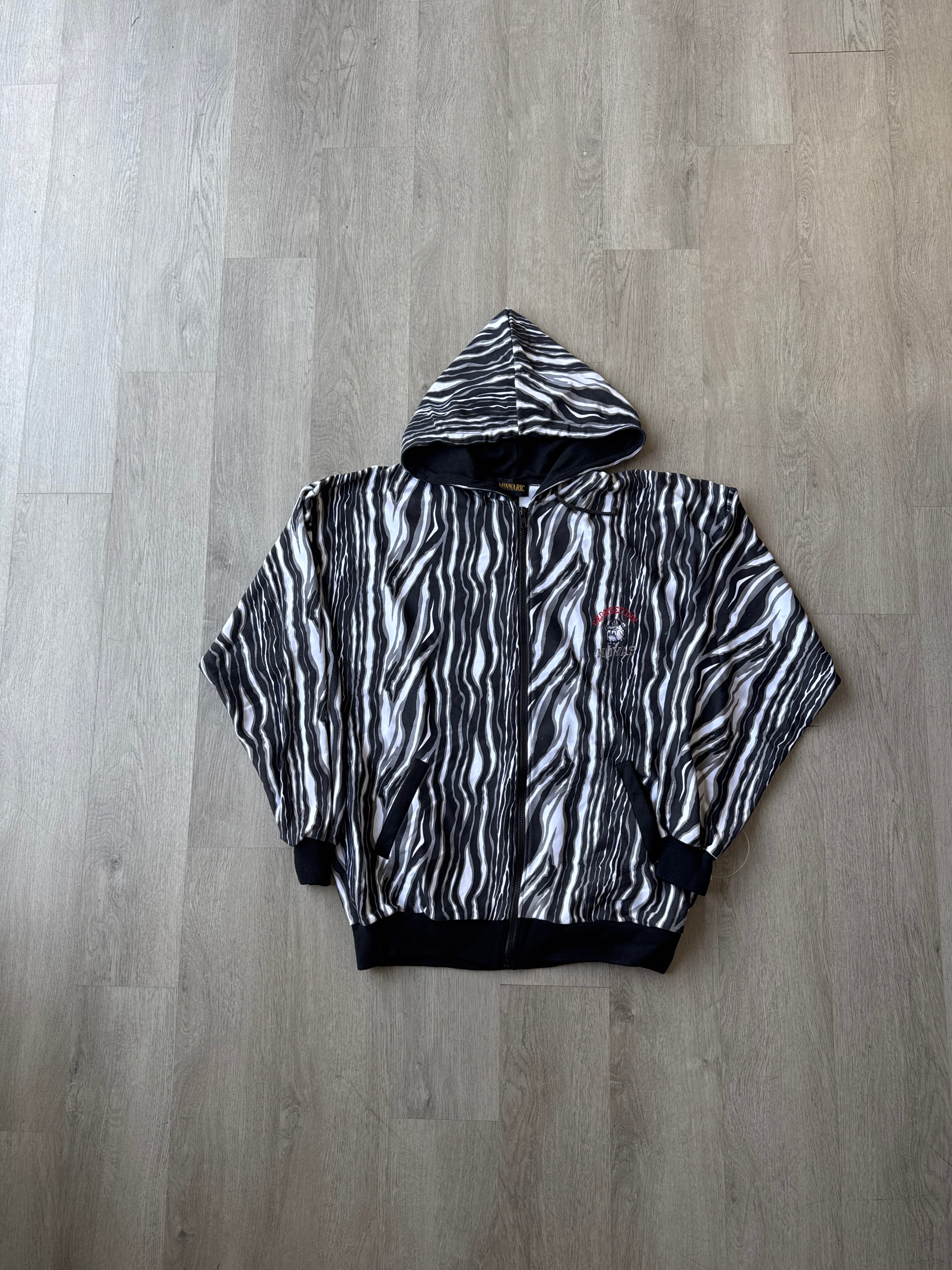 Vintage University Of Georgetown Hoyas Zebra Striped Hooded Zip Up