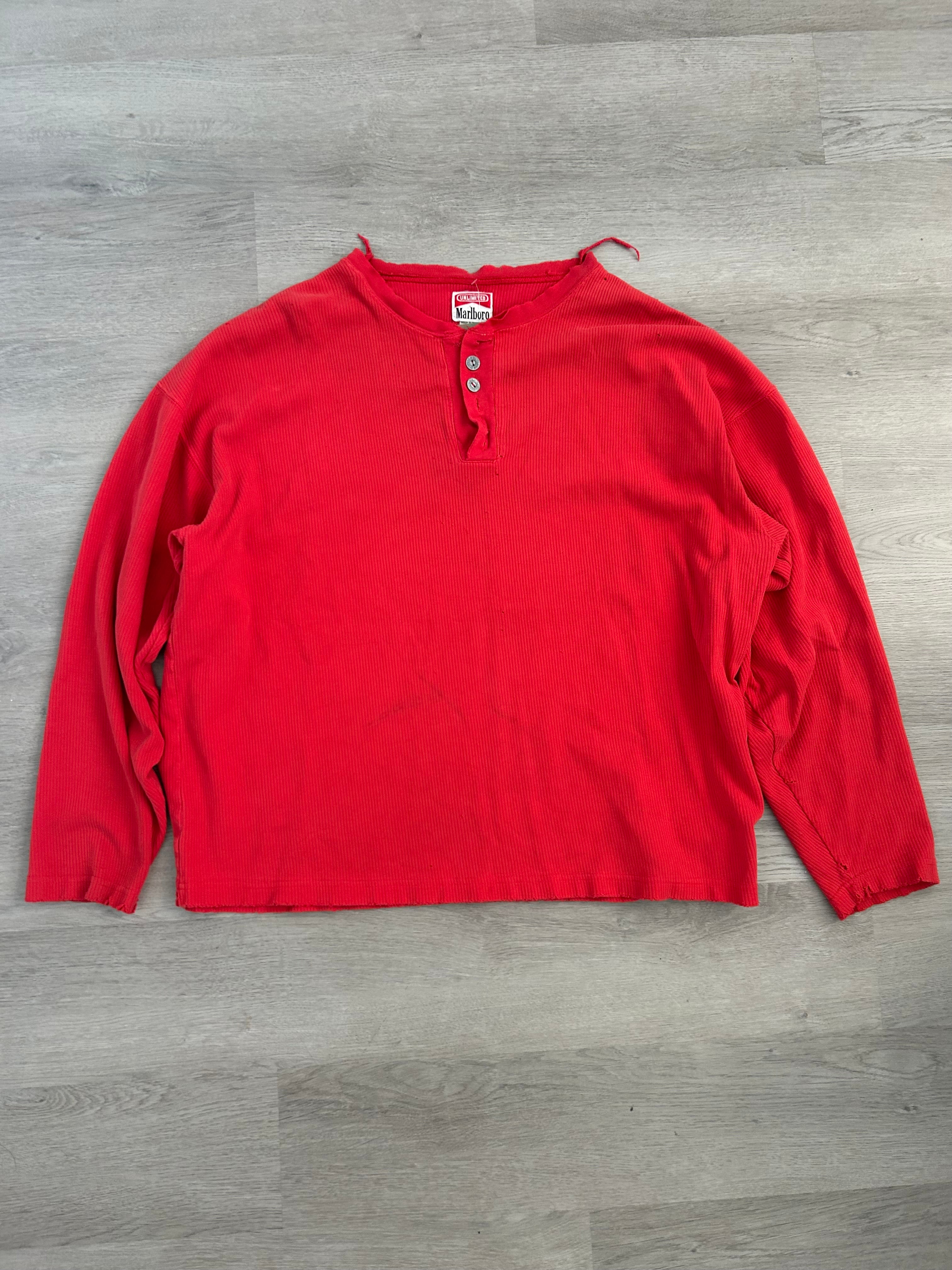Vintage Red Marlboro Henley Thermal