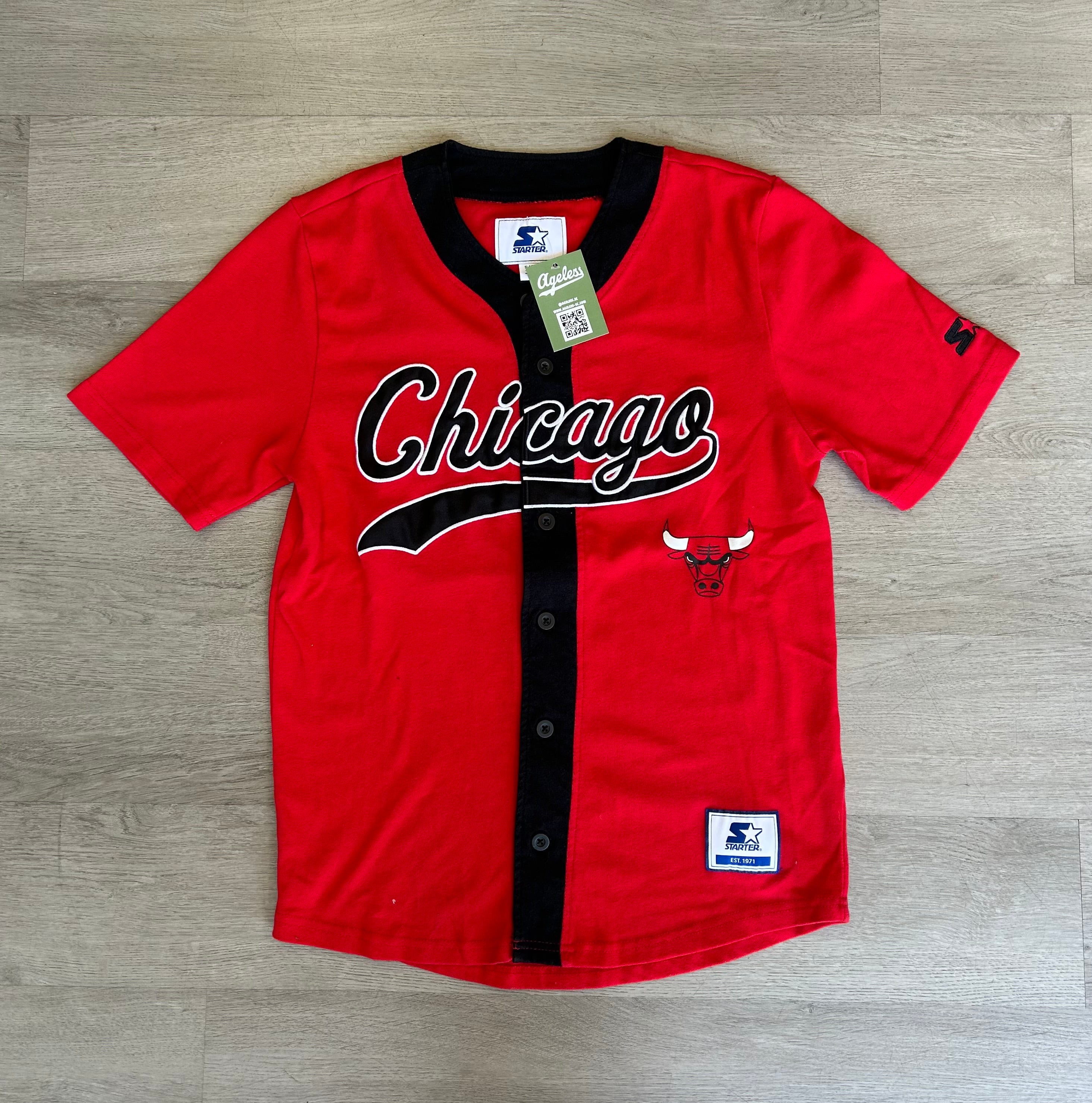 Starter Chicago Bulls Button Up Baseball Jersey