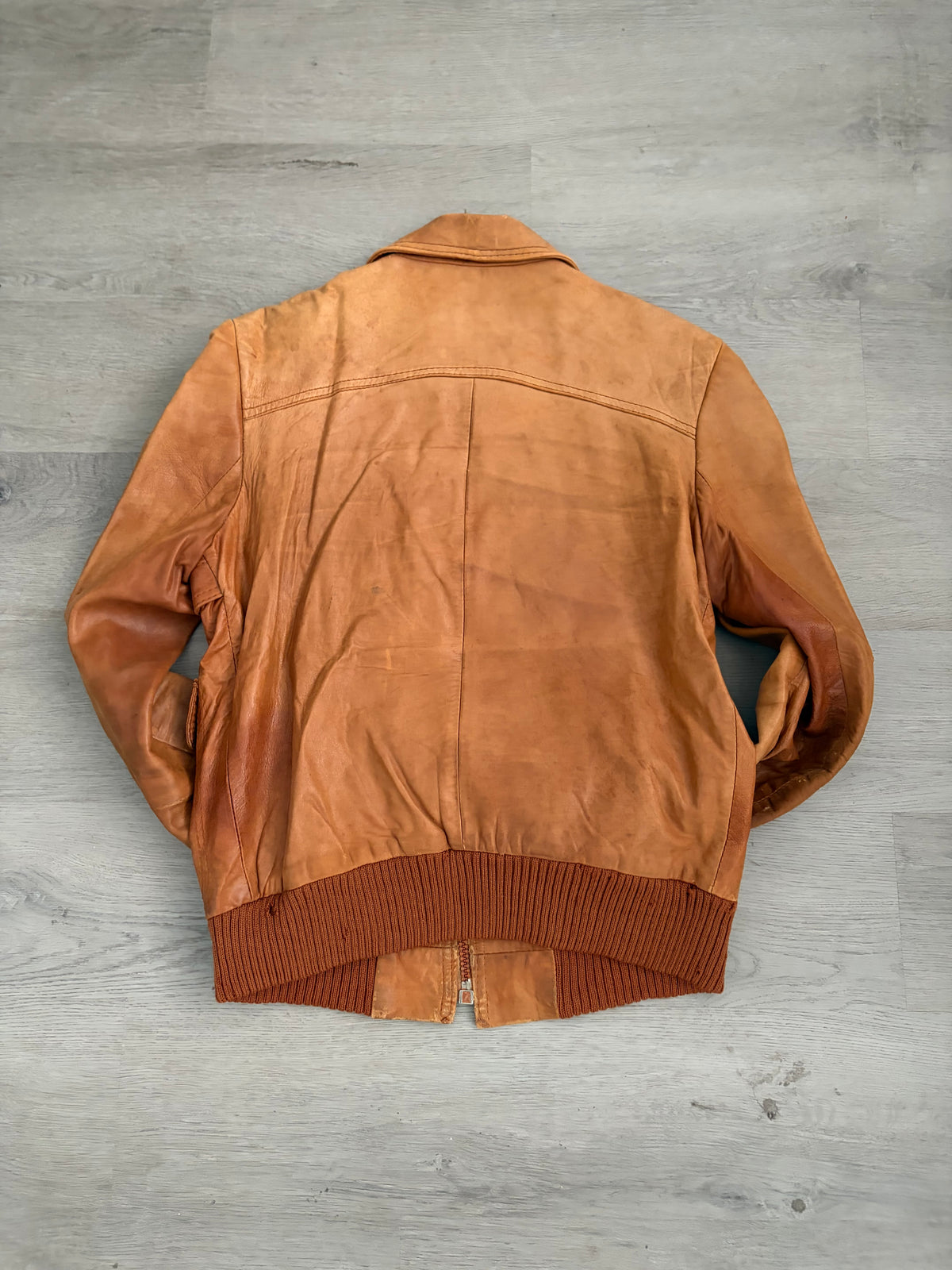 Vintage Leather Bomber Pocket Jacket