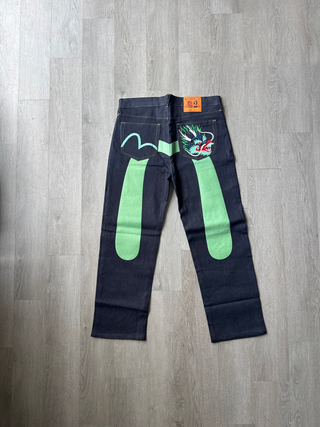 Evisu Japanese Green Dragon Art Denim Jeans