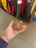Vintage Orange Flower Crystal Belt Buckle