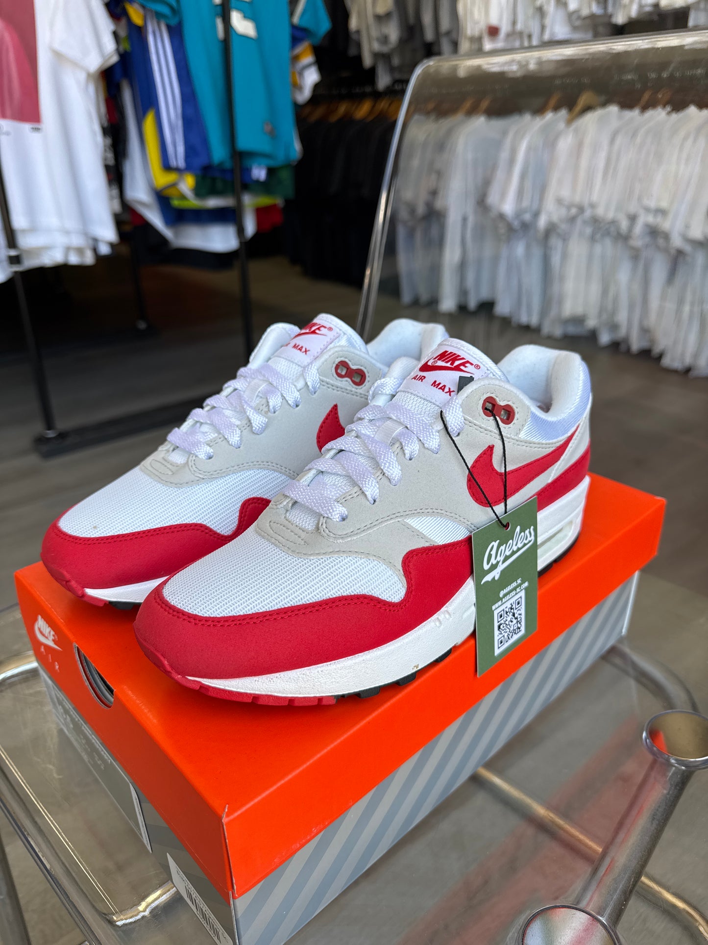 Pre-owned Nike Air Max 1 Anniversary Red (2017/2018 Restock Pair)