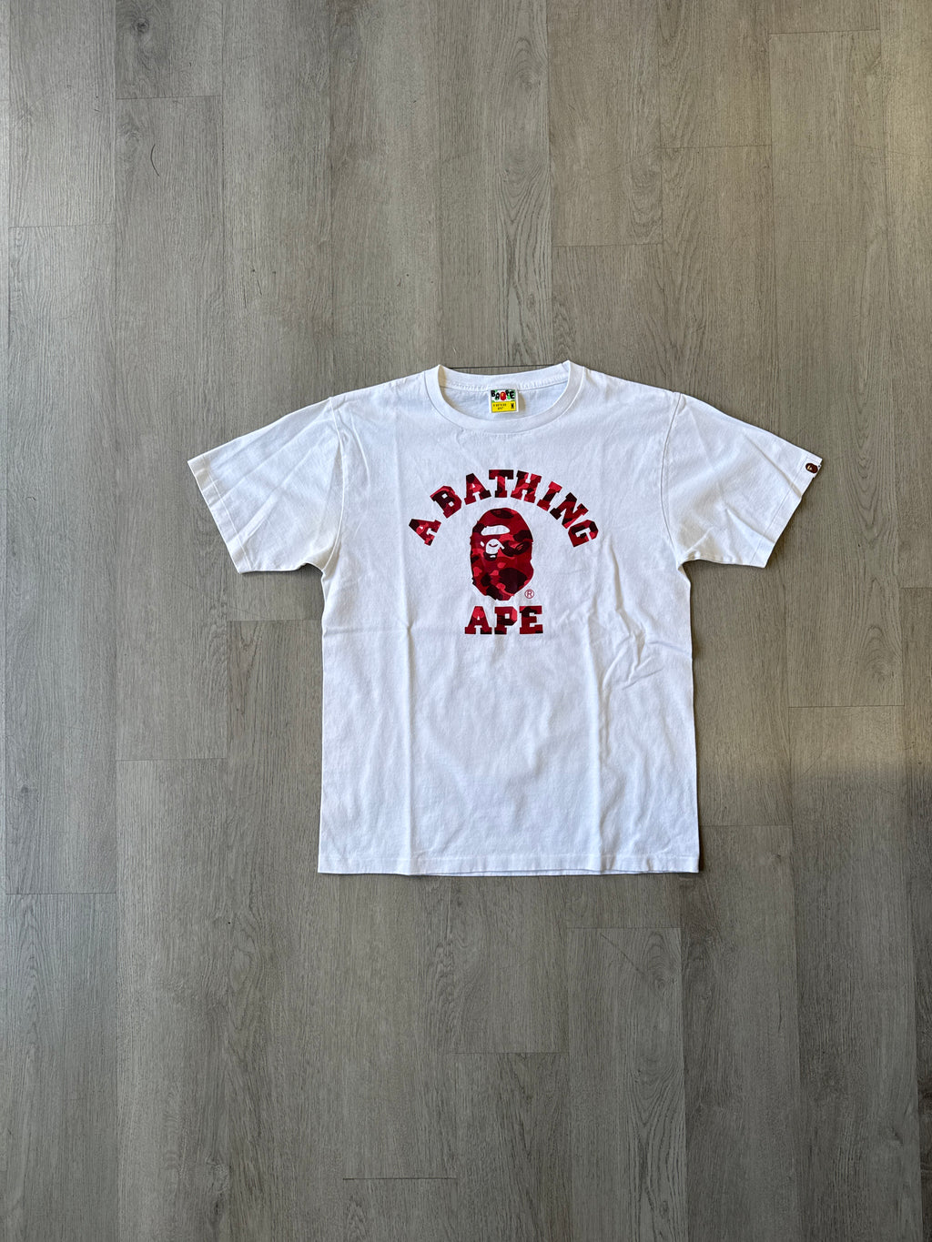A Bathing Ape Bape Red Camo College Logo Tee