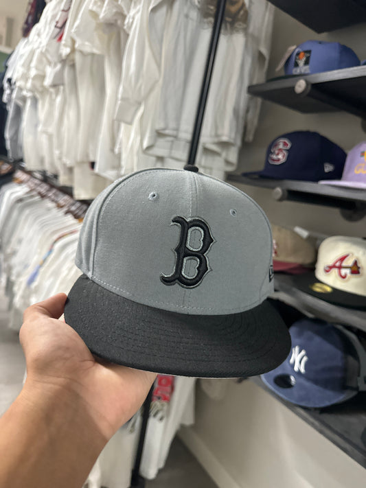 Grey and Black Boston Red Sox Fitted Hat