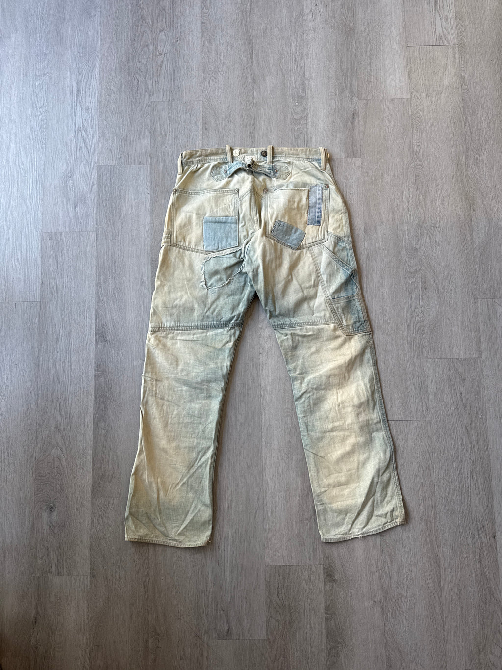 RRL by Polo Ralph Lauren Indigo Distressed Patchwork Selvedge Denim Jeans