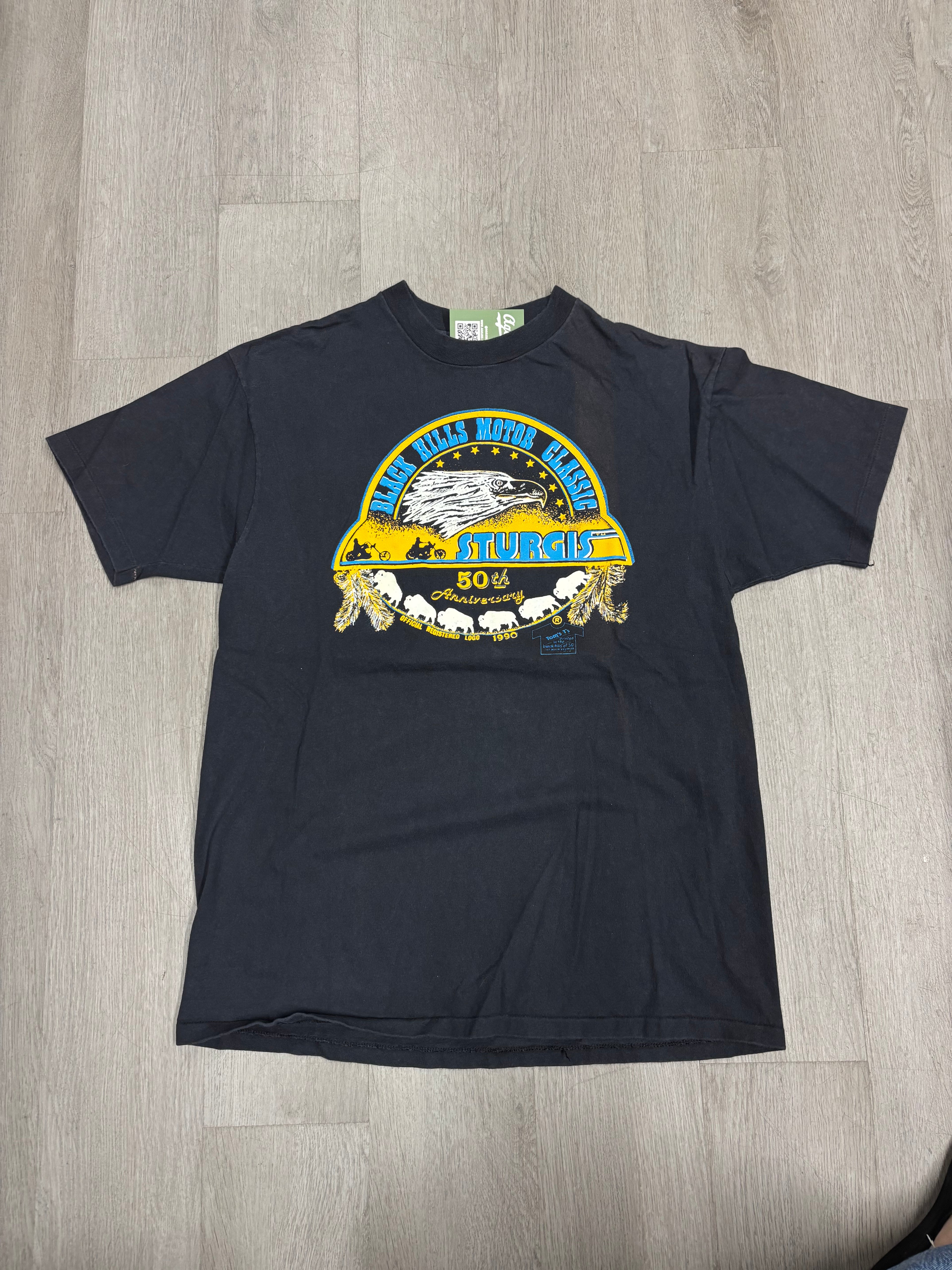 Vintage 1990 Black Hills Motor Classic Sturgis 50th Anniversary Tee