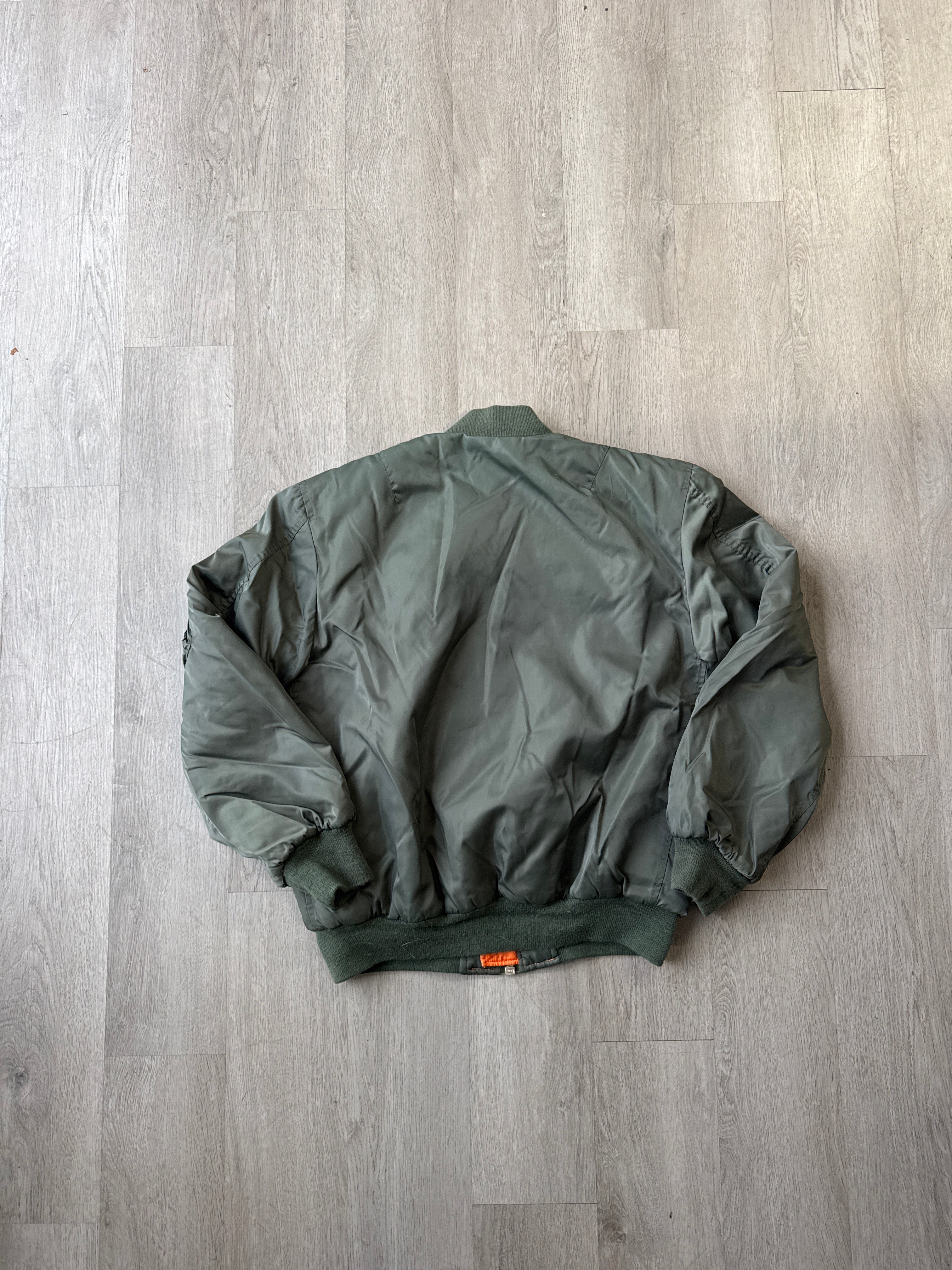Vintage Military Flight Olive Green Reversible Bomber Jacket