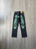 Evisu Green Dog Japanese Art Selvedge Denim Jeans