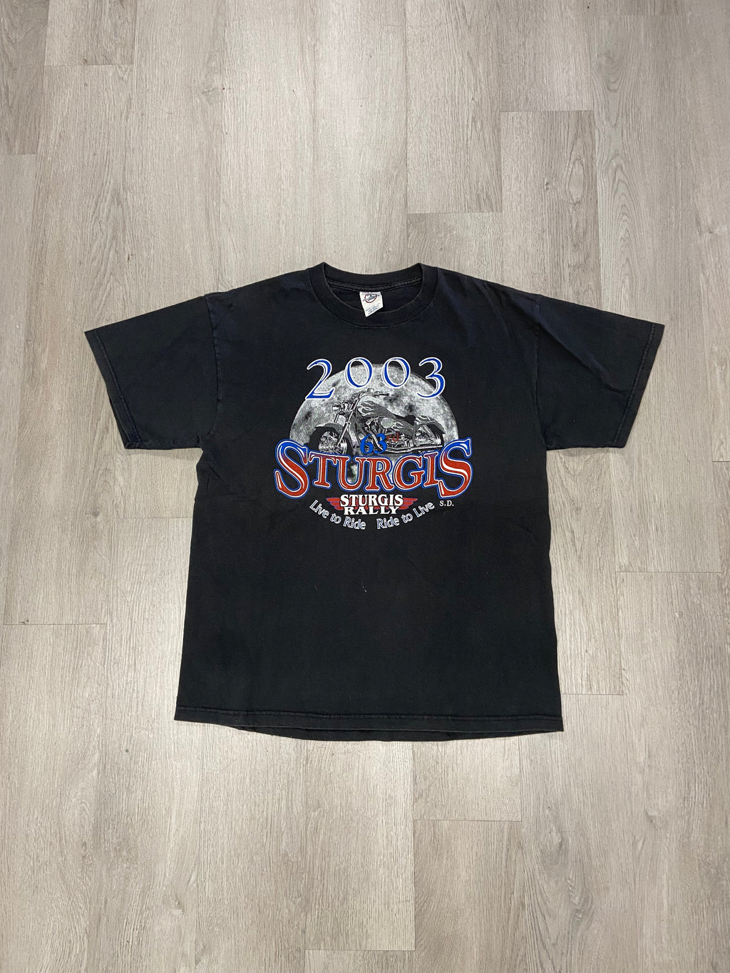 Vintage 2003 Sturgis Rally Live to Ride Ride to Live Biker South Dakota Tee