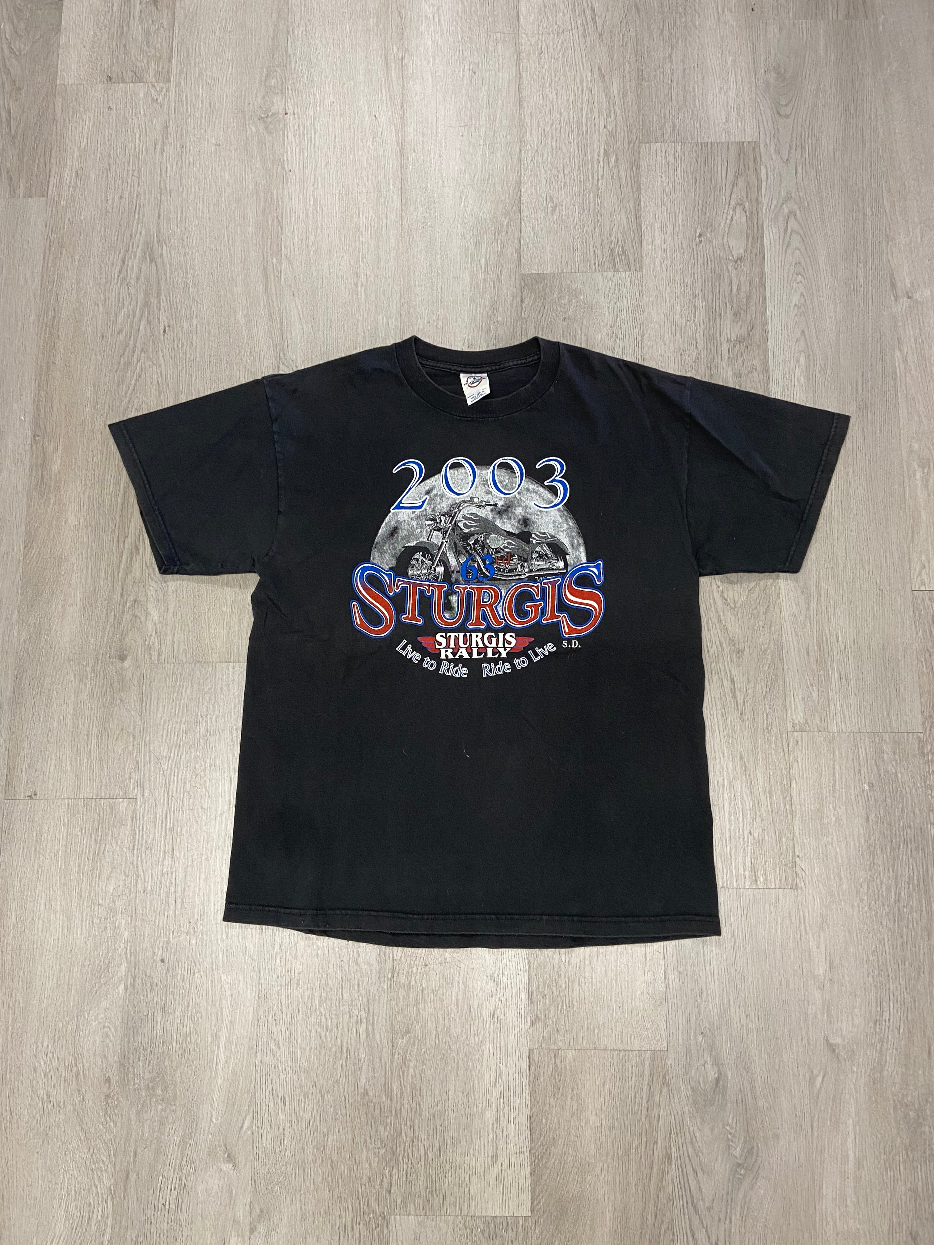 Vintage 2003 Sturgis Rally Live to Ride Ride to Live Biker South Dakota Tee