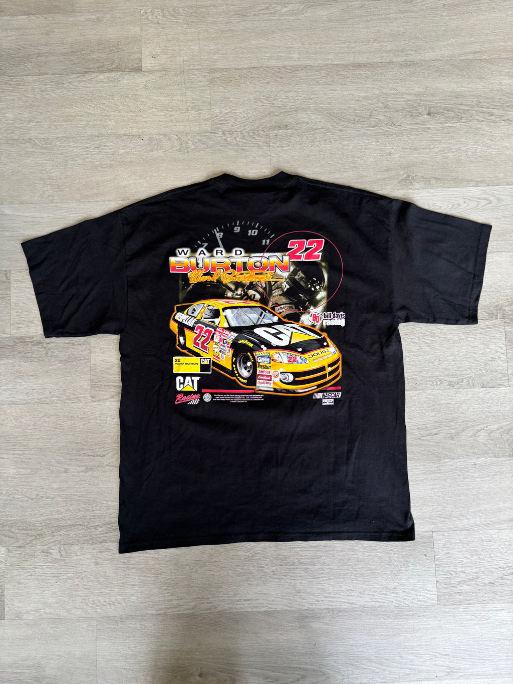 Vintage Black Ward Burton #22 Caterpillar NASCAR Graphic Tee