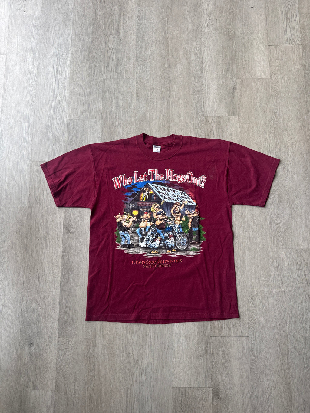 2006 Who Let The Hogs Out Cherokee Survivors Tee