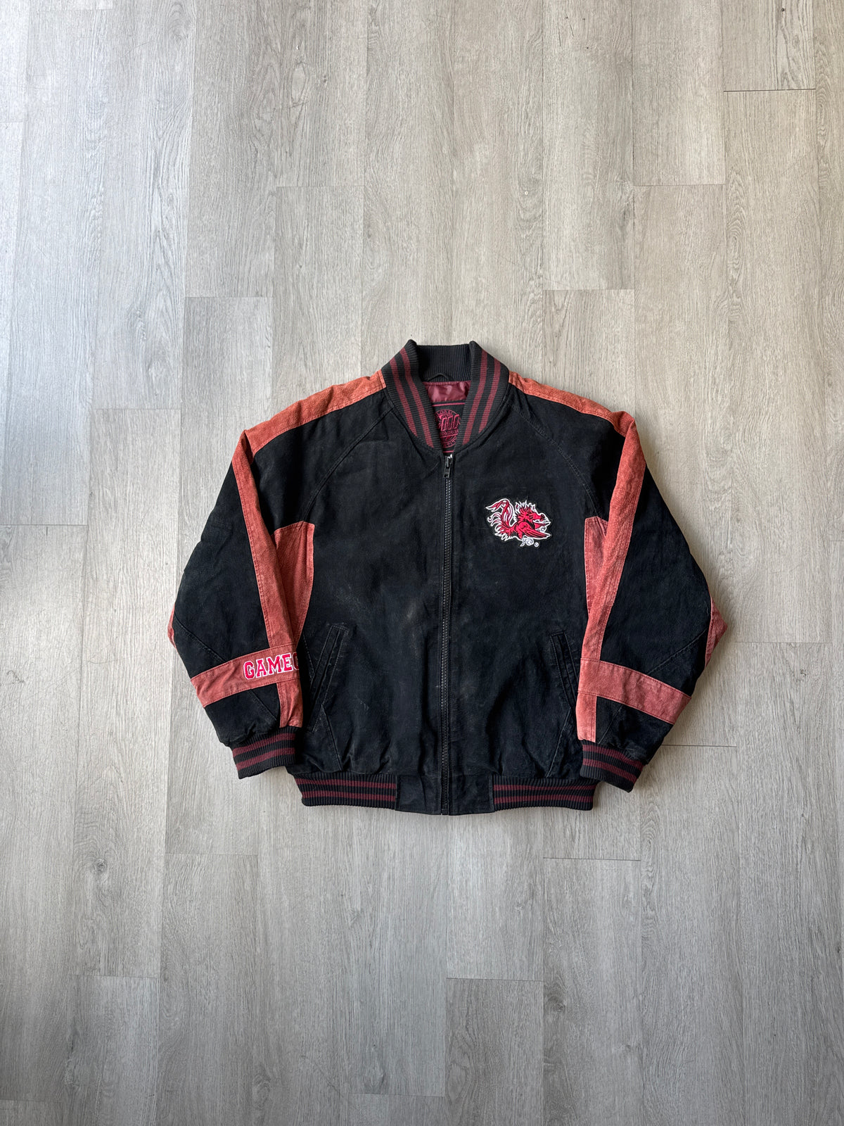 Vintage 90s University Of South Carolina Gamecocks Suede Leather Varsity Jacket