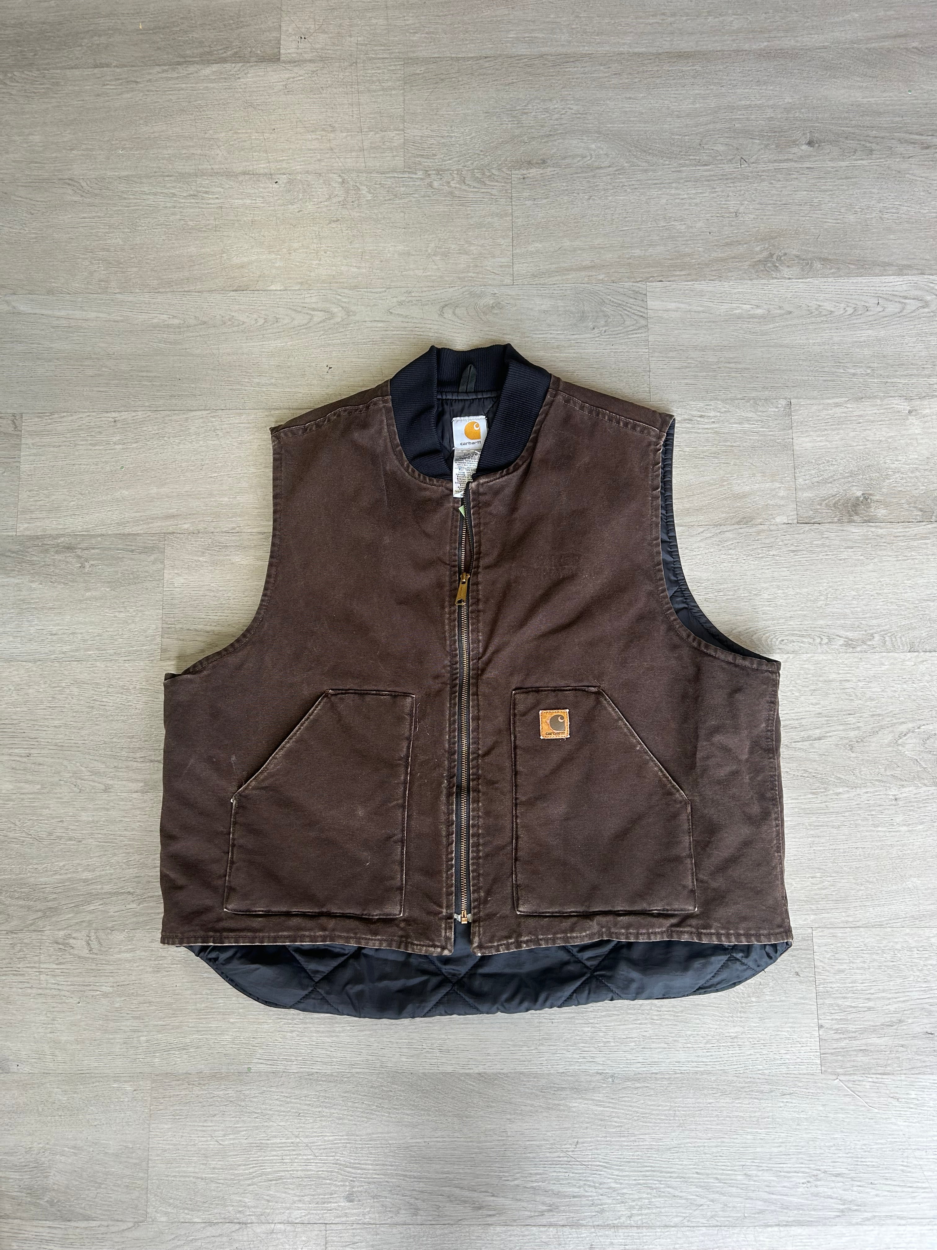 Vintage Carhartt V02 DKB Sandstone Duck Arctic Quilt Lined Vest