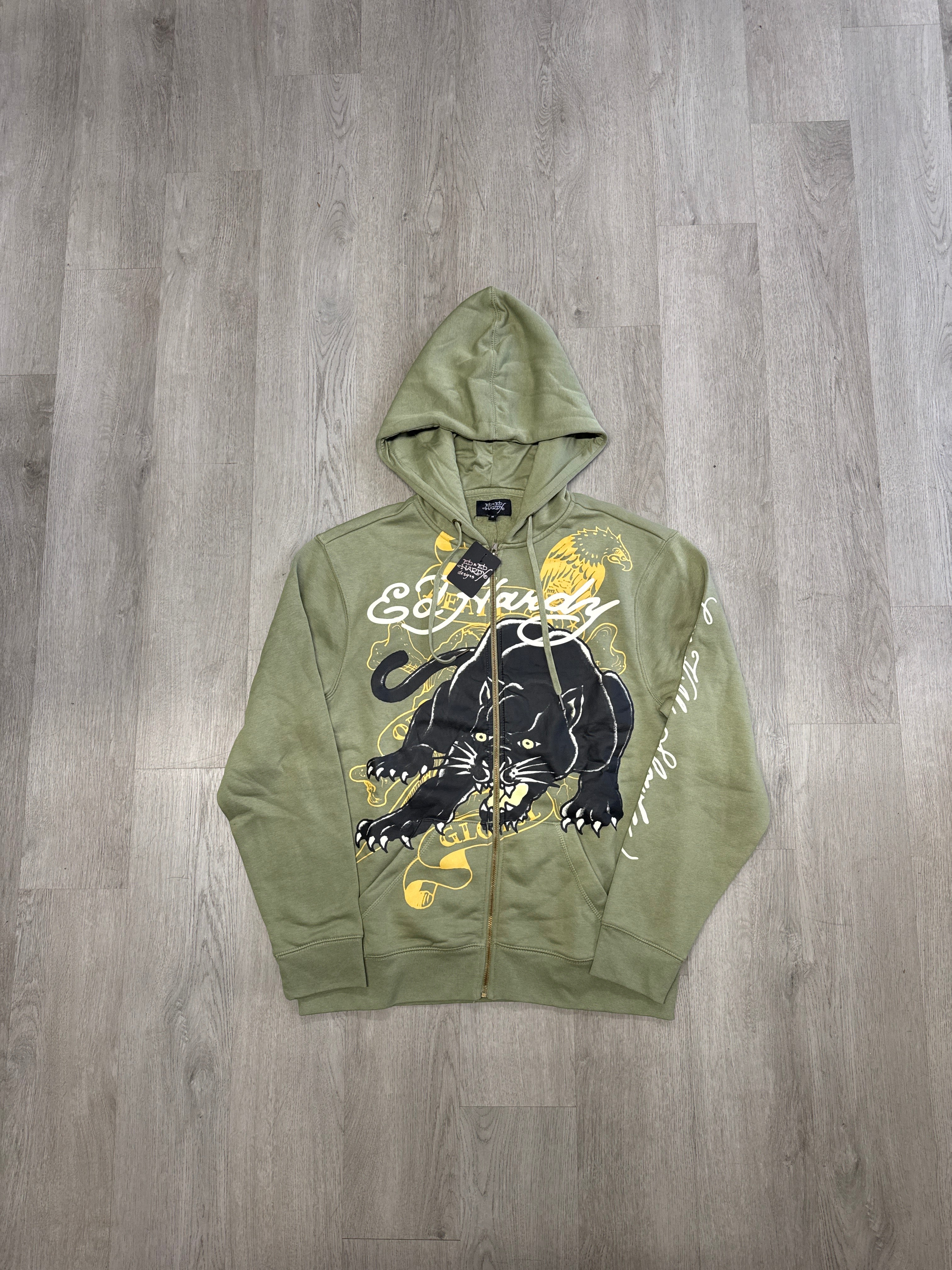 Ed Hardy Crouching Panther Hooded Zip Up