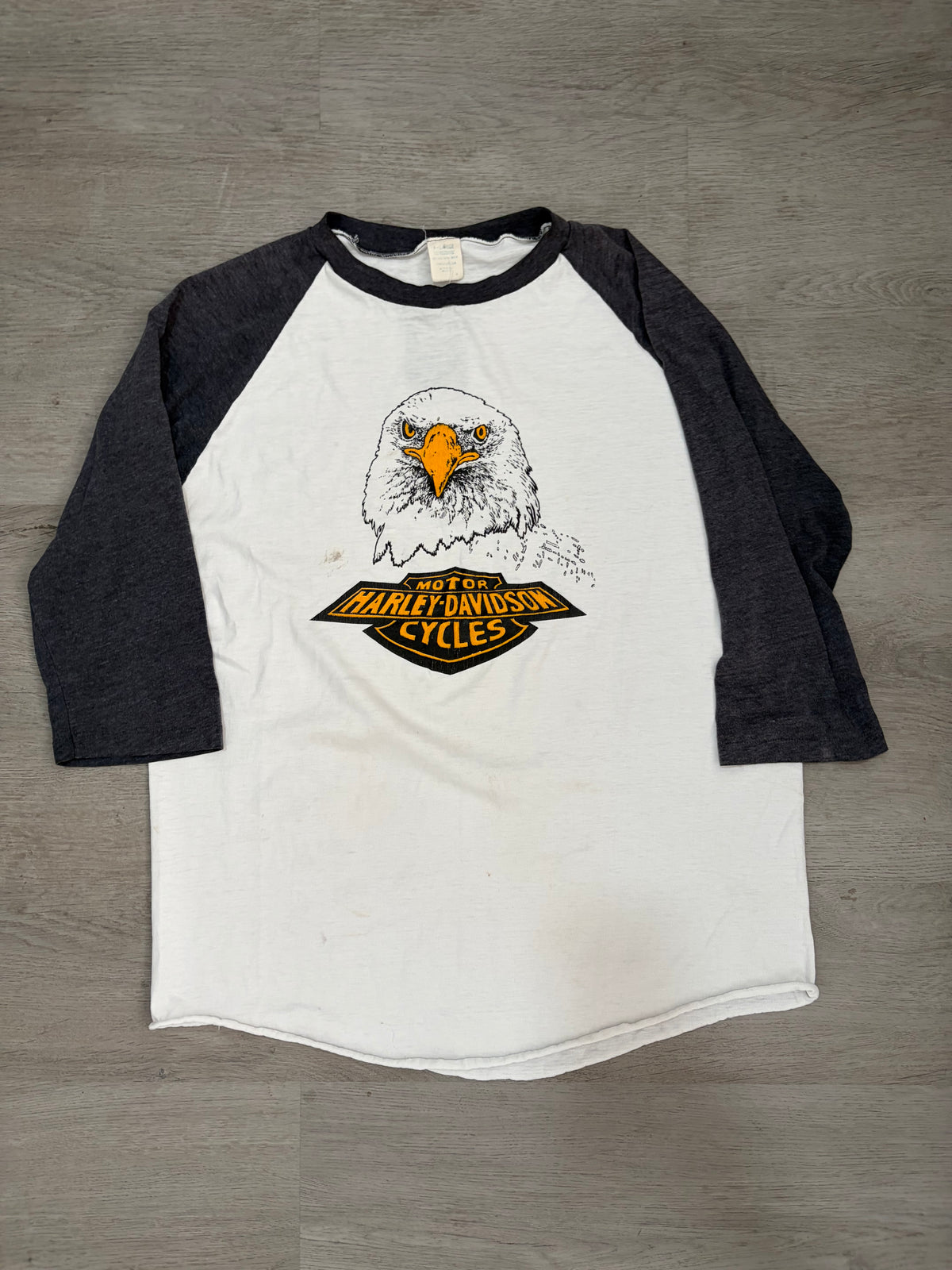 Vintage Harley Davidson Motorcycles Bald Eagle Ringer Longsleeve Tee