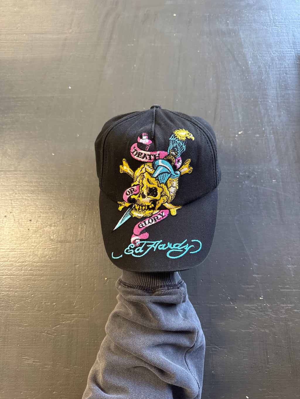 Y2K Ed Hardy Embroidered Strapback Hat