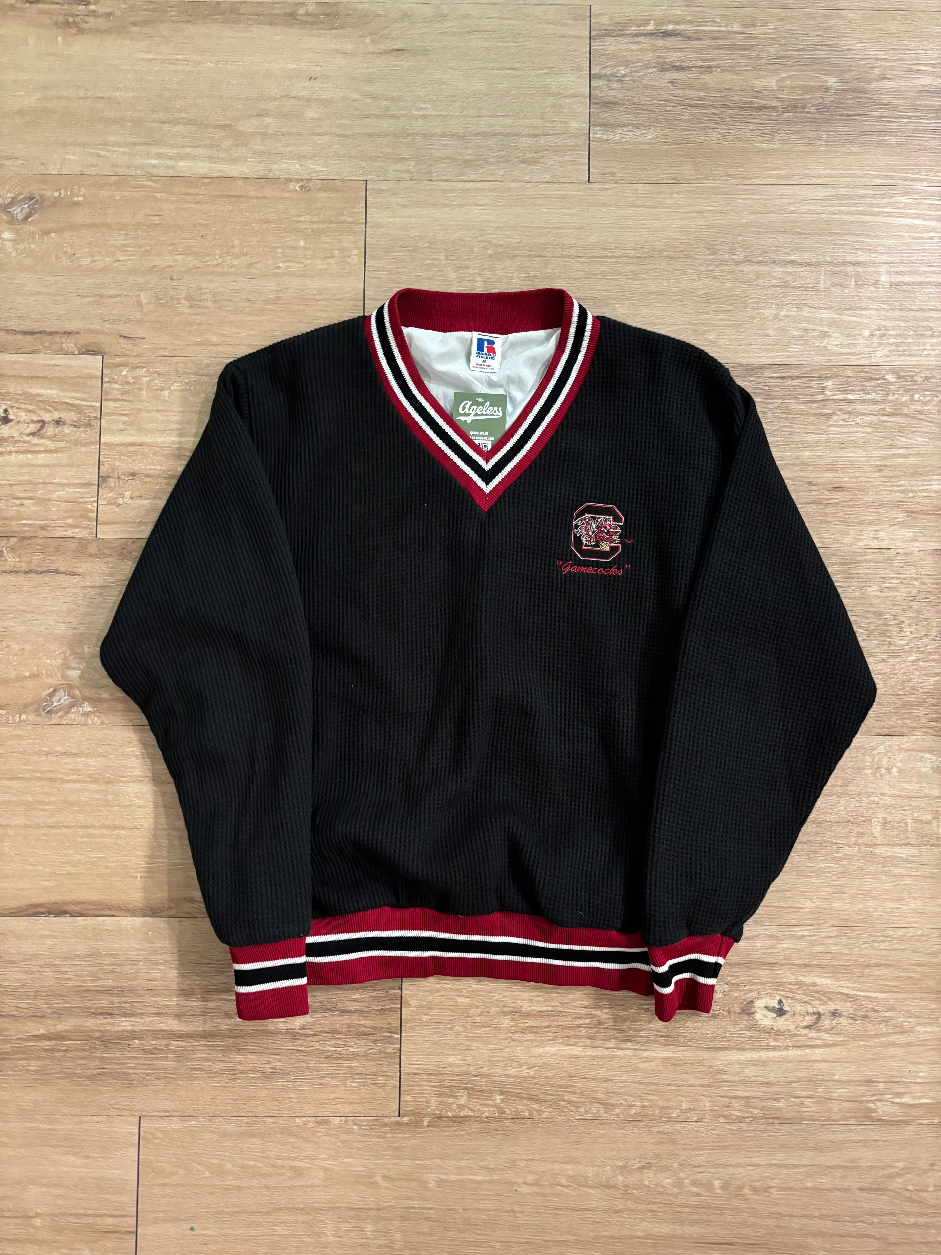 Vintage Black Russell Athletic South Carolina Gamecocks Waffle Knit Pullover
