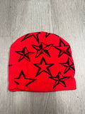 Red w/ Black Y2K Style Star Beanie