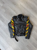 Vintage Real Leather Double Rider Flame Biker Jacket