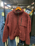 Women’s Fuzzy Burgundy Quarter Zip Jacket
