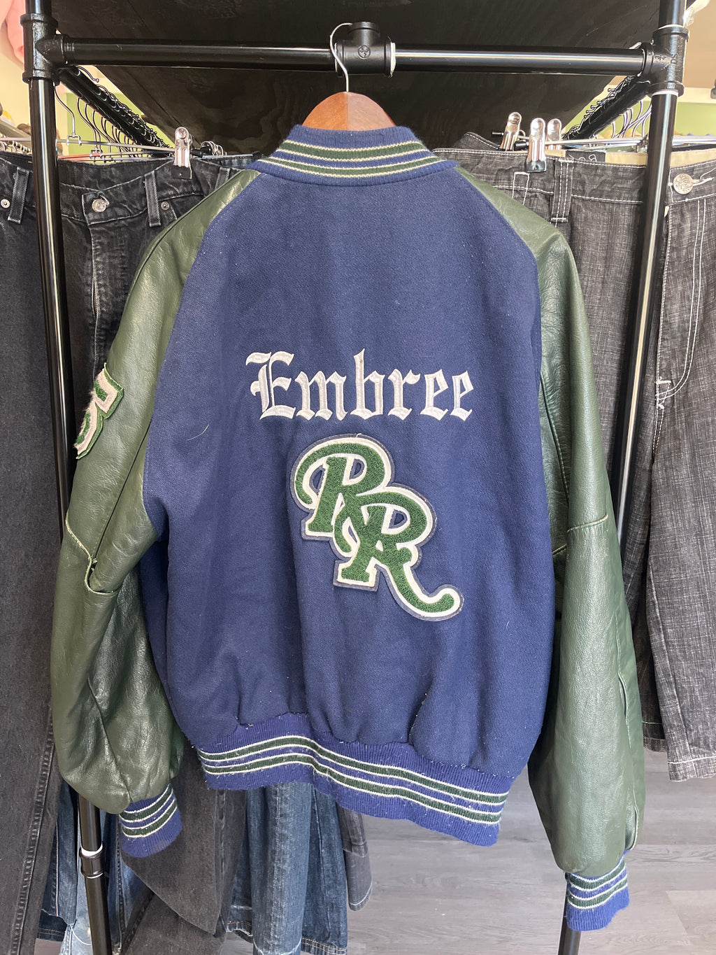 Vintage Navy/Green Varsity Jacket